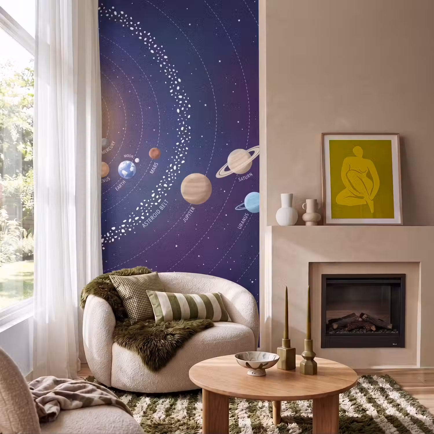 Planetenstelsel - Ruimte - Illustratie Behang Vlies klein -sfeer2