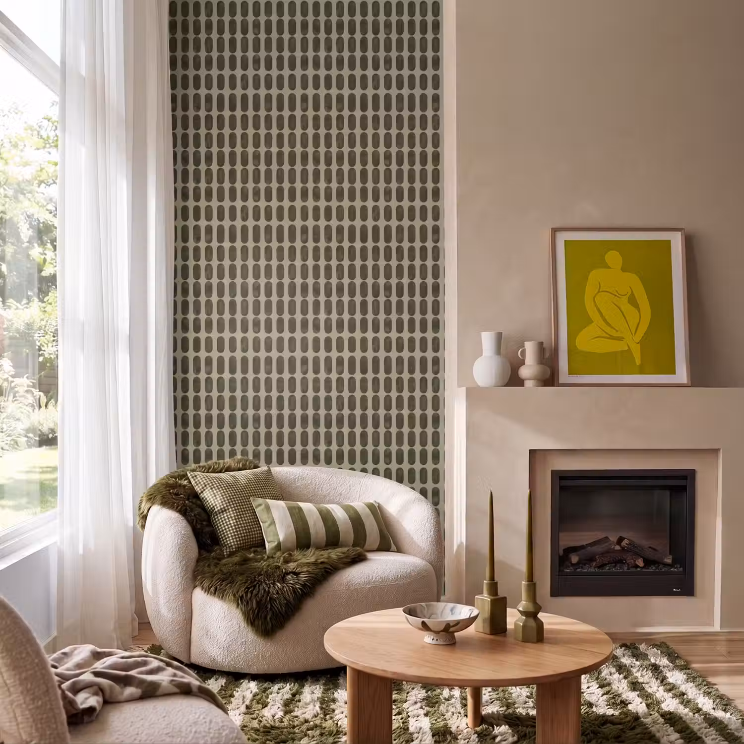 Ritmisch - Effect - Groen Behang Vlies klein 1076 -sfeer2