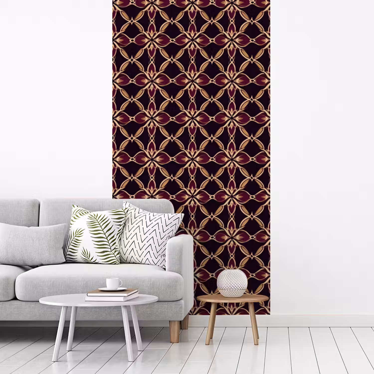 Symmetrisch - Tegel - Burgundy fotobehang vinyl groot 64 -woonkamer
