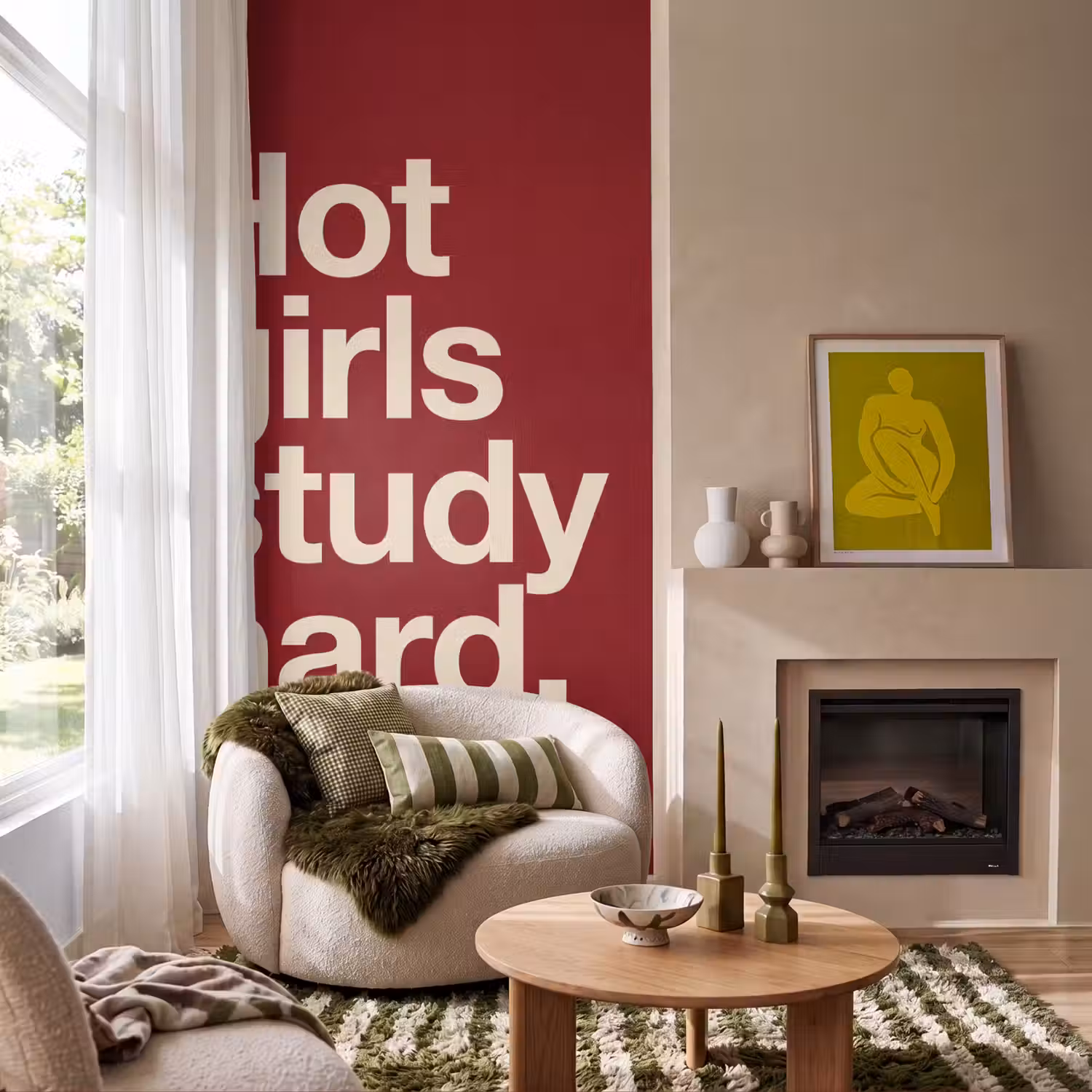 Tekst - Studie - Motivatie - Modern - Rood Behang Vlies klein -sfeer2