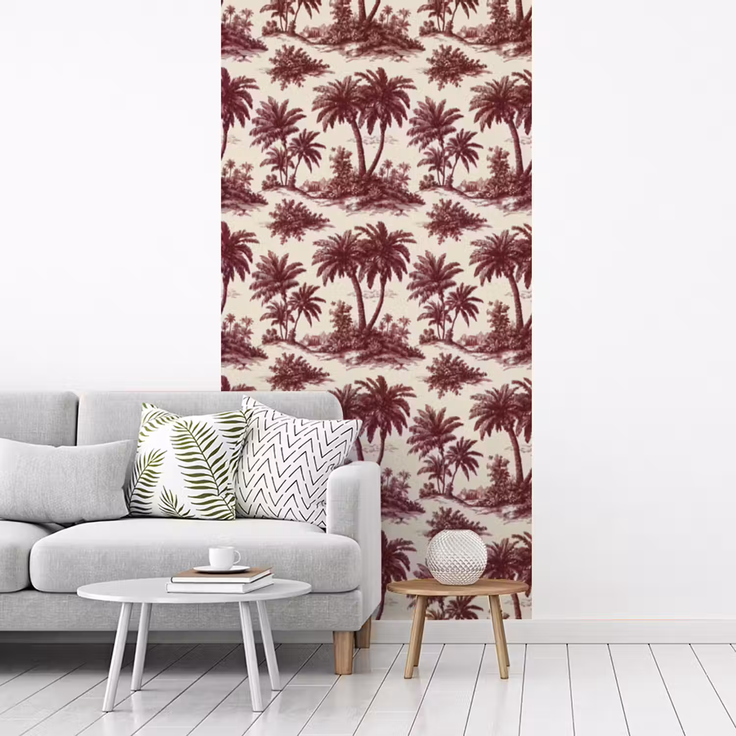 Tropisch - Geometrisch - Bordeauxrood fotobehang vinyl groot 64 -woonkamer