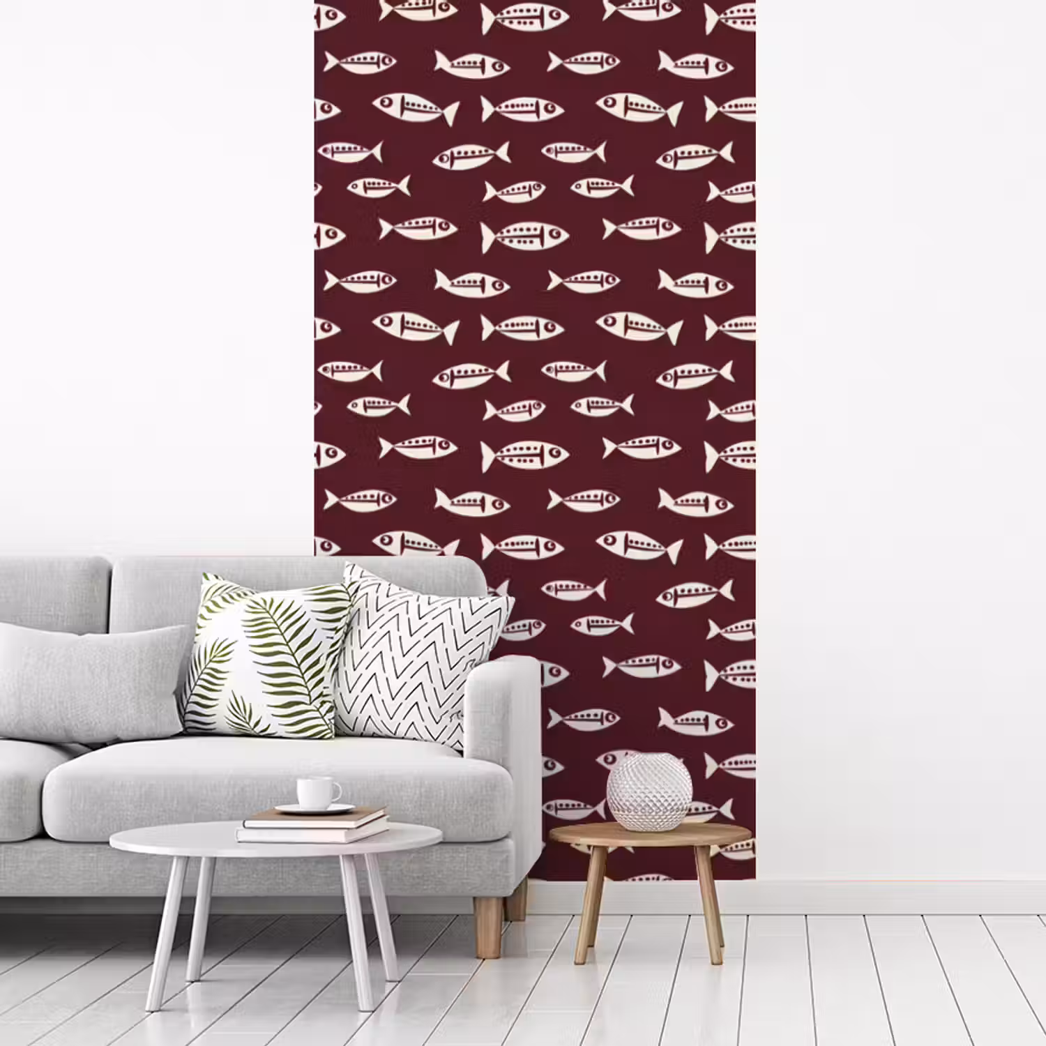 Vissen - Grafisch - Patroon - Donker fotobehang vinyl groot 64 -woonkamer