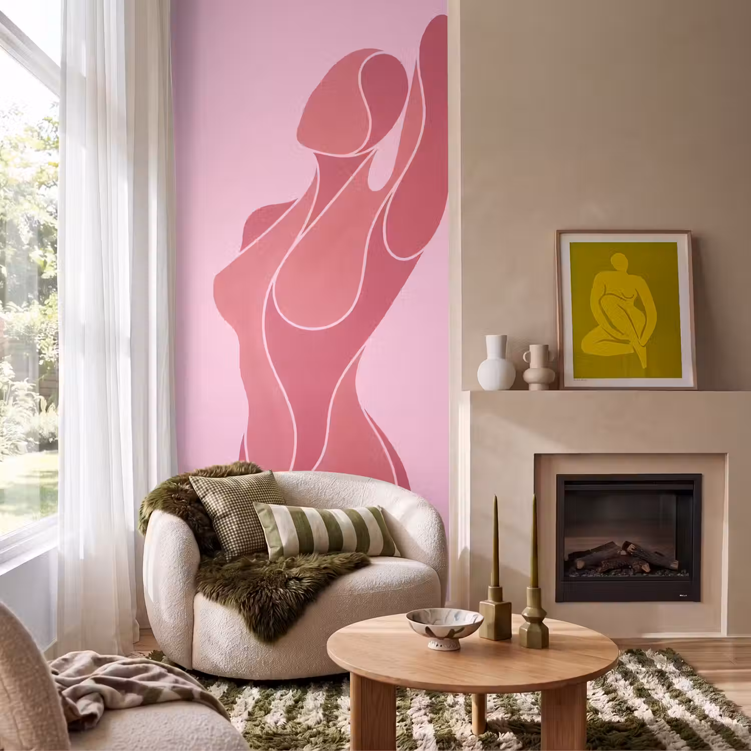 Vrouw - Lichaam - Abstract - Roze Behang Vlies klein -sfeer2