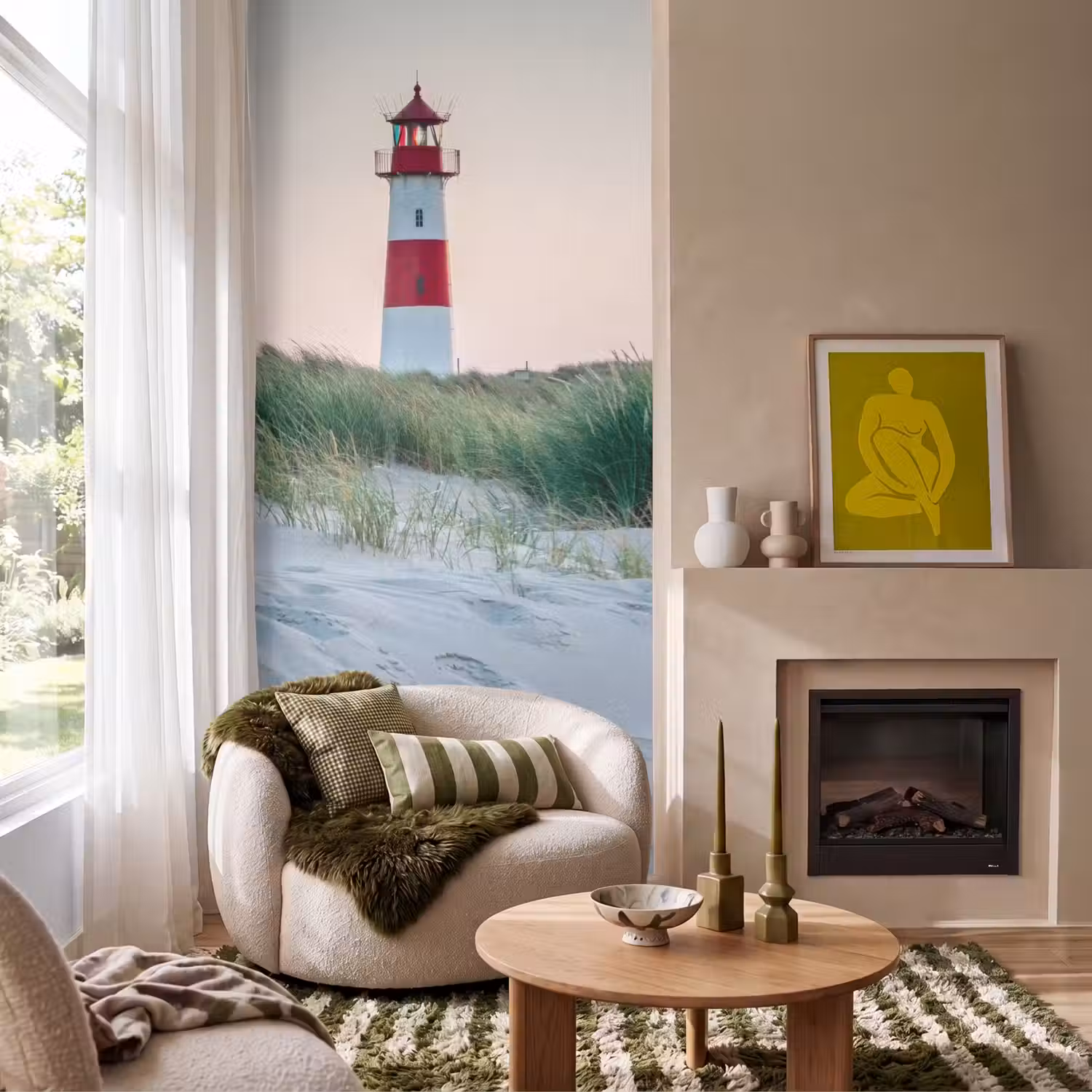 Vuurtoren - Natuur - Strand Behang Vlies klein -sfeer2