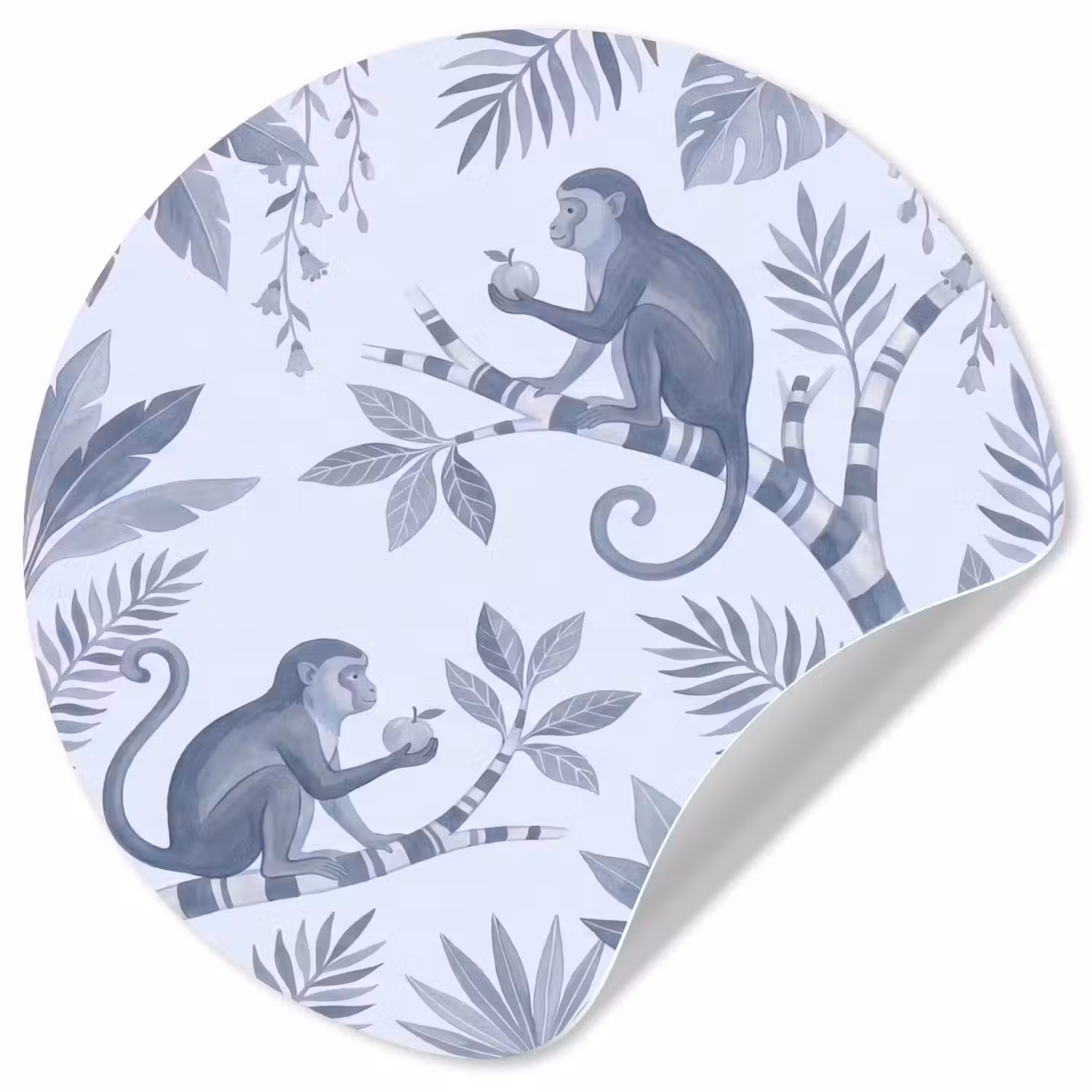 Aap - Boom - Bladeren - Jungle - Illustratie Wandcirkel behangsticker klein -3d