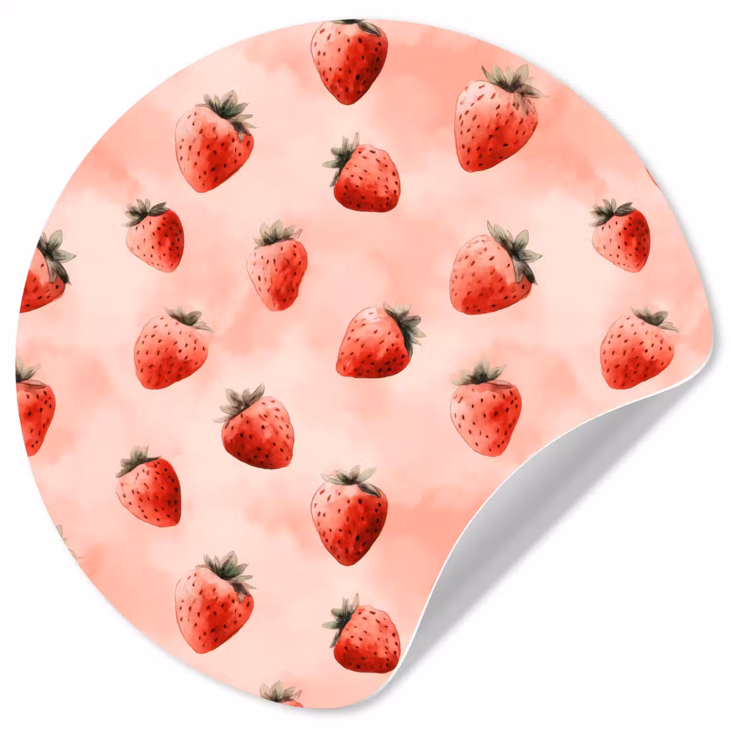 Aardbei - Patroon - Roze Wandcirkel behangsticker klein 186 -3d