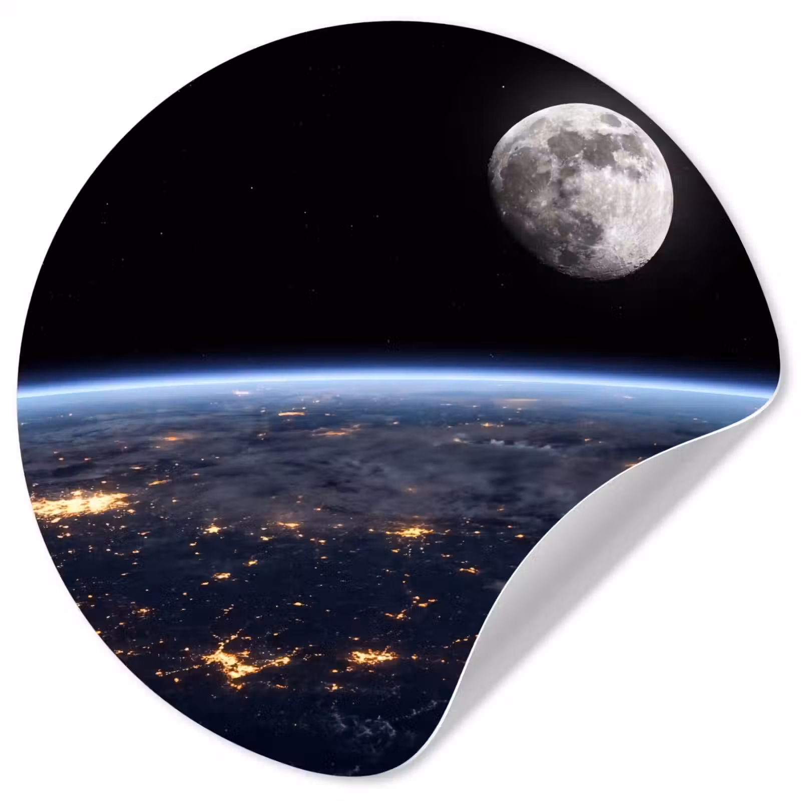 Behangcirkel - Aarde - Nacht - Ruimte - Aarde - Nacht - Ruimte Wandcirkel behangsticker klein