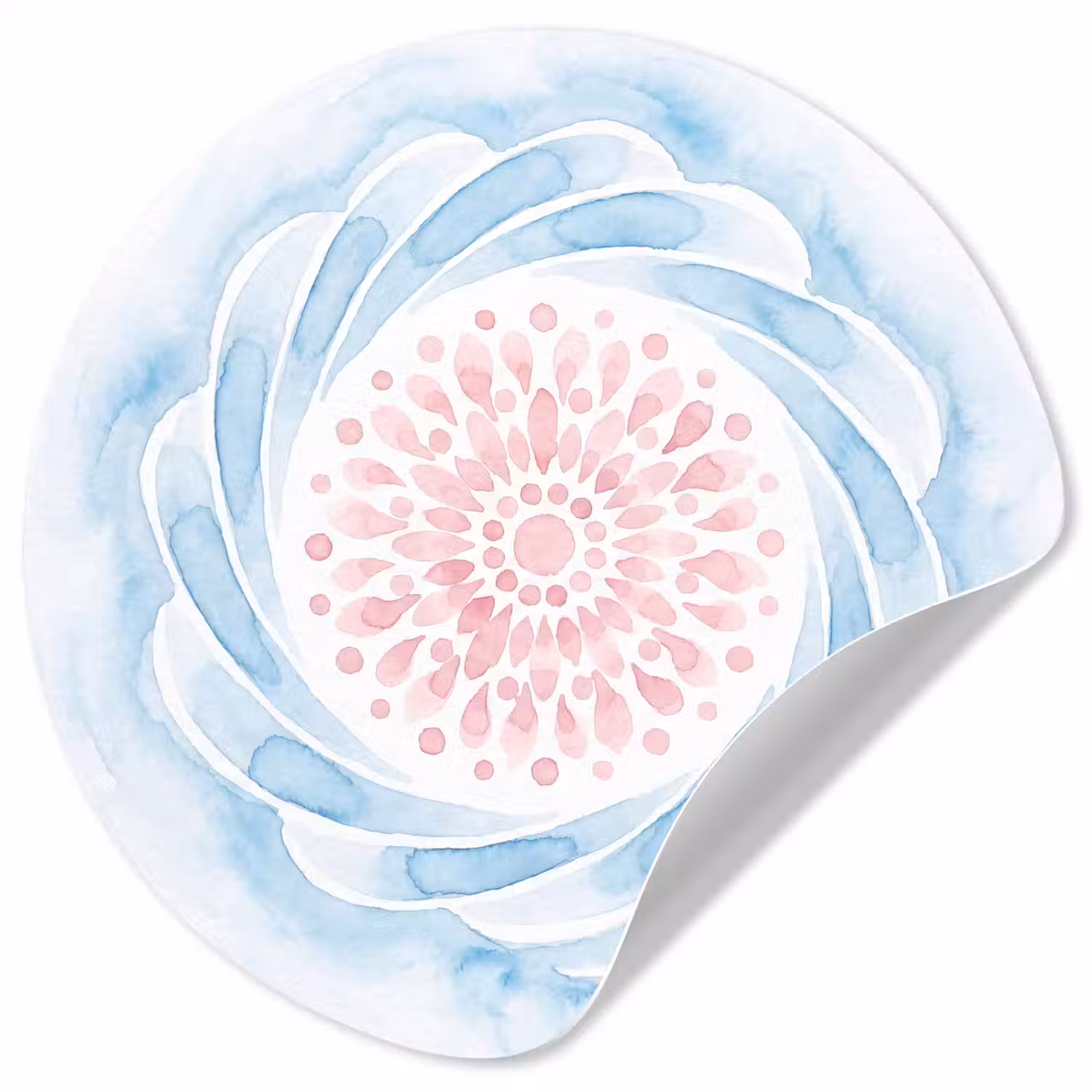 Abstract - Bloemvorm - Aquarel - Roze - Blauw Wandcirkel behangsticker klein -3d