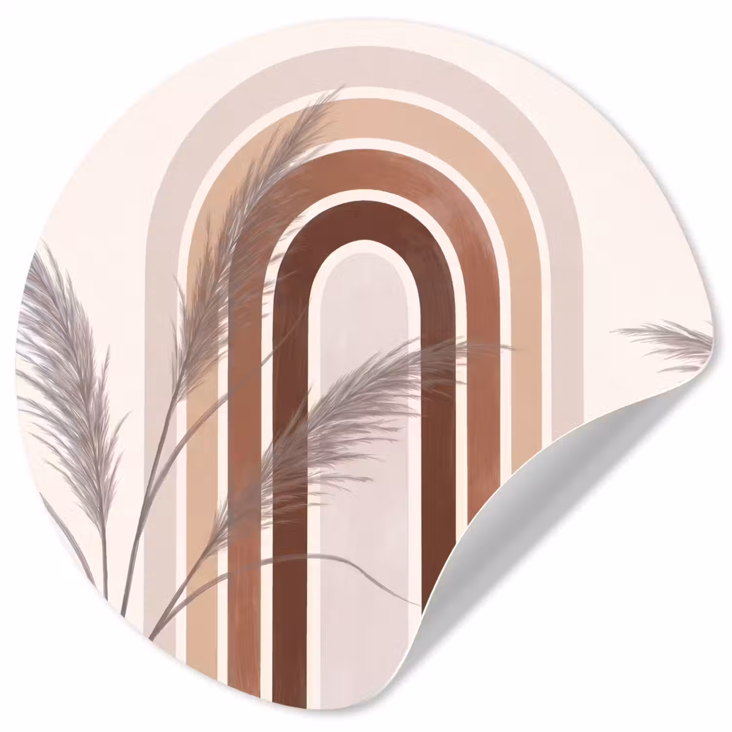 Abstract - Bogen - Plant - Boho - Beige Wandcirkel behangsticker klein -3d