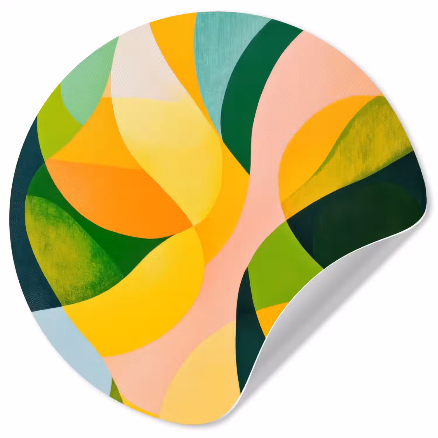 Abstract - Geel - Roze - Groen Wandcirkel behangsticker klein -3d