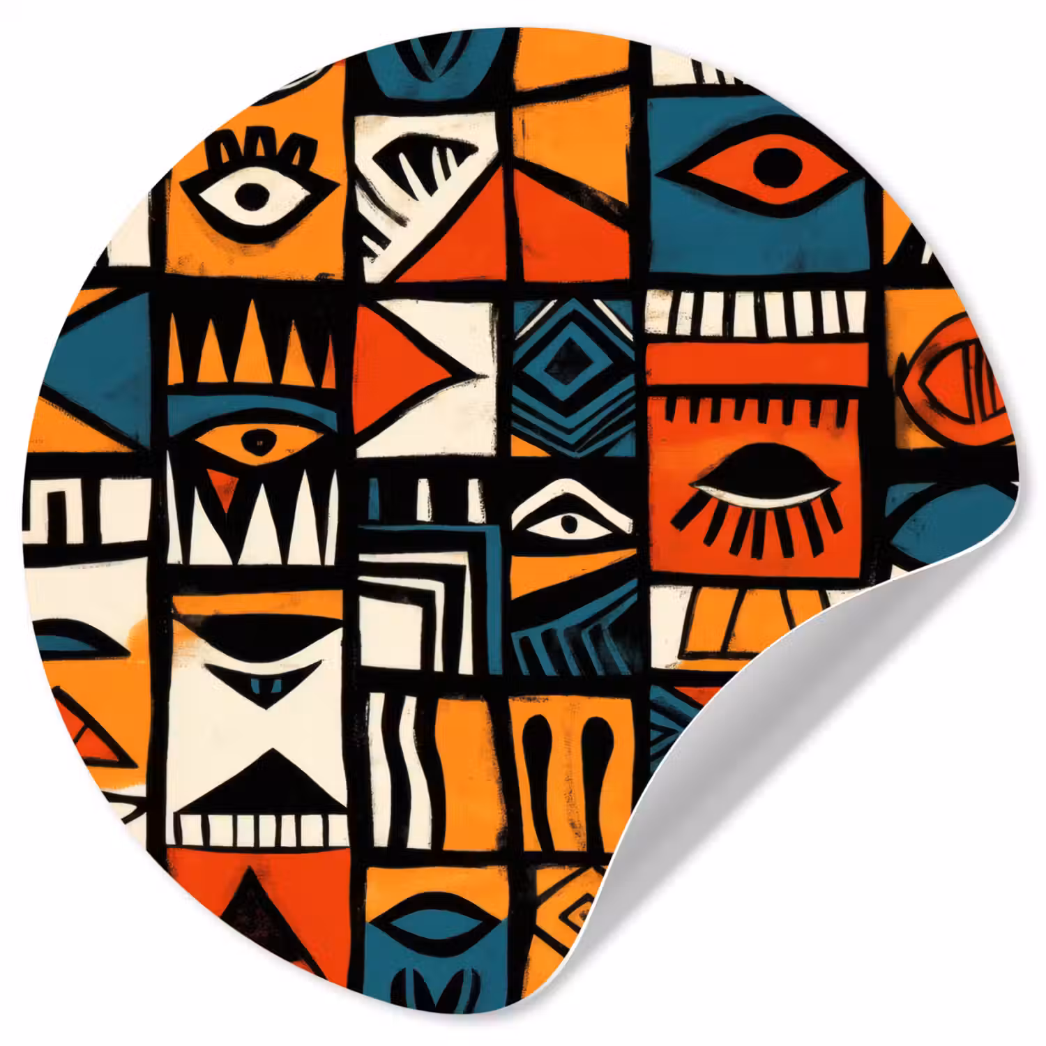 Abstract - Gezichten - Mozaïek Wandcirkel behangsticker klein -3d