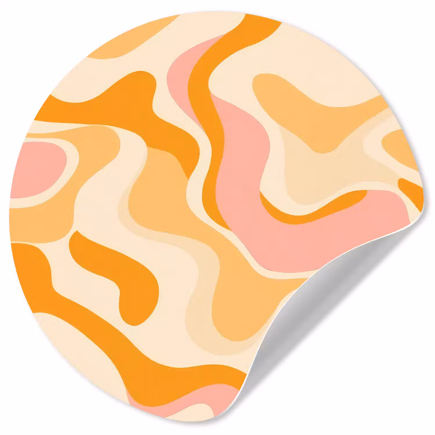 Abstract - Golvend - Oranje Wandcirkel behangsticker klein -3d