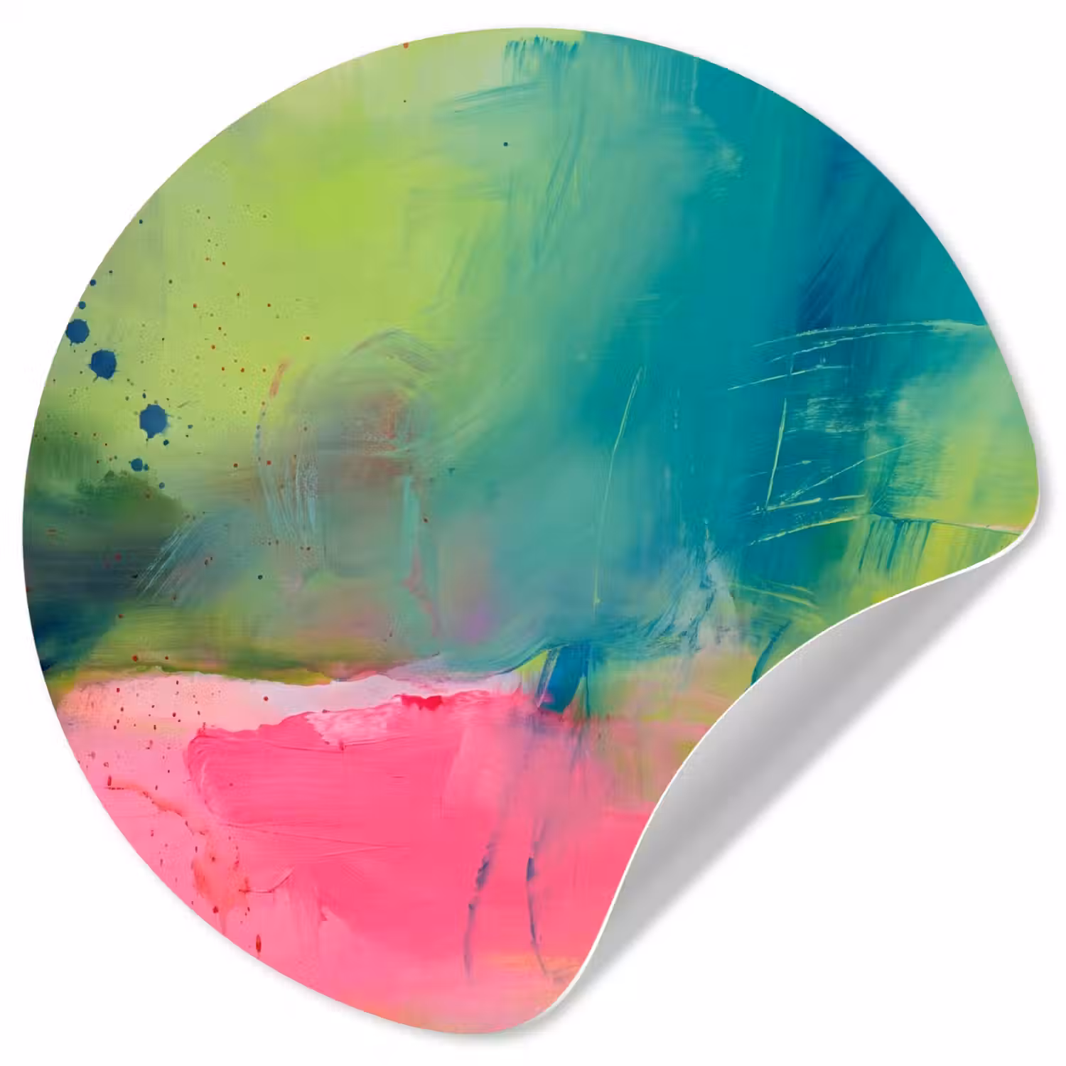 Abstract - Kleuren - Modern - Groen - Roze Wandcirkel behangsticker klein -3d