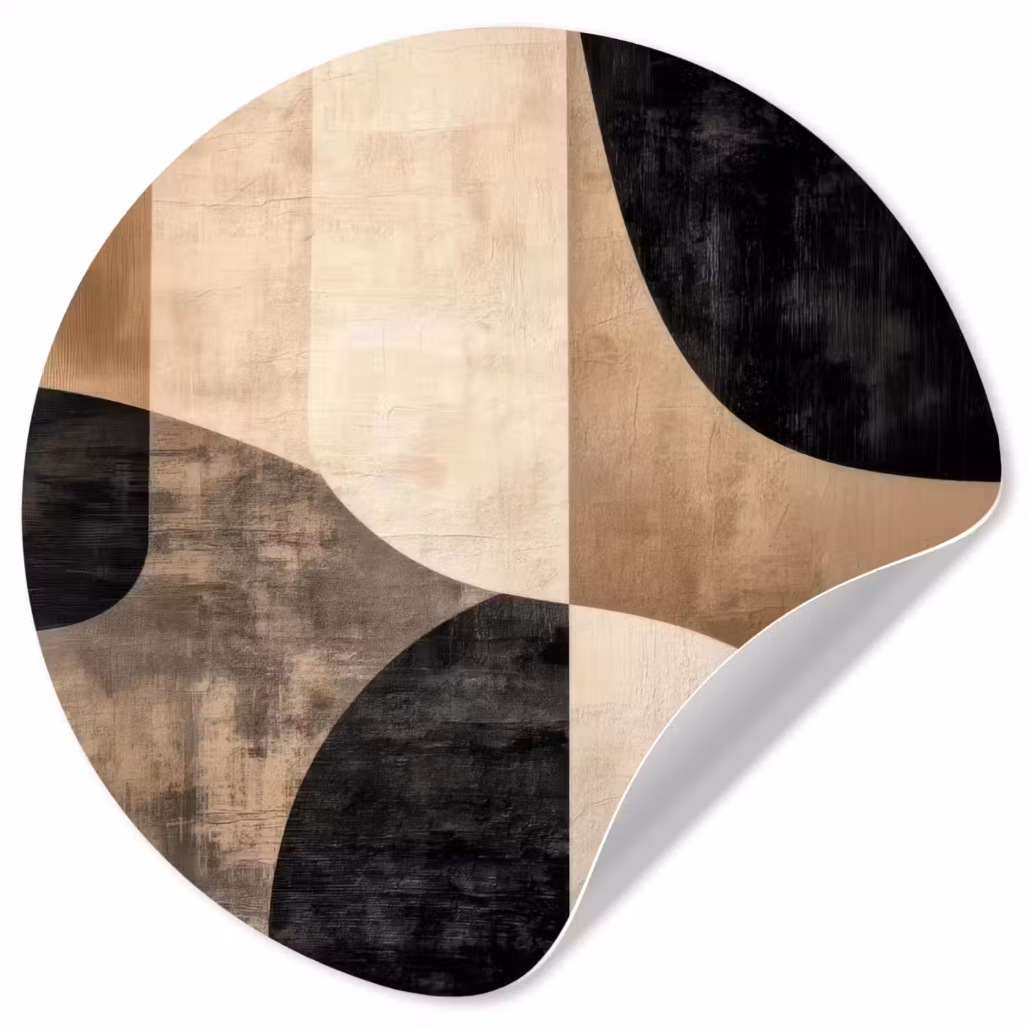 Abstract - Vlakken - Zwart - Rond Wandcirkel behangsticker klein -3d