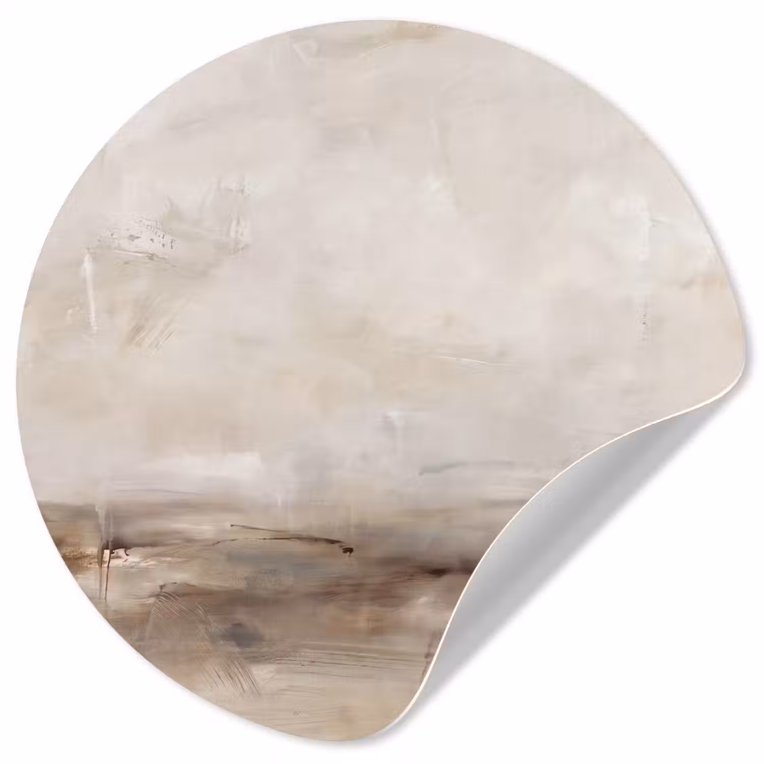 Abstrakt - Landschap - Modern - Beige - Kunst Wandcirkel behangsticker klein -3d
