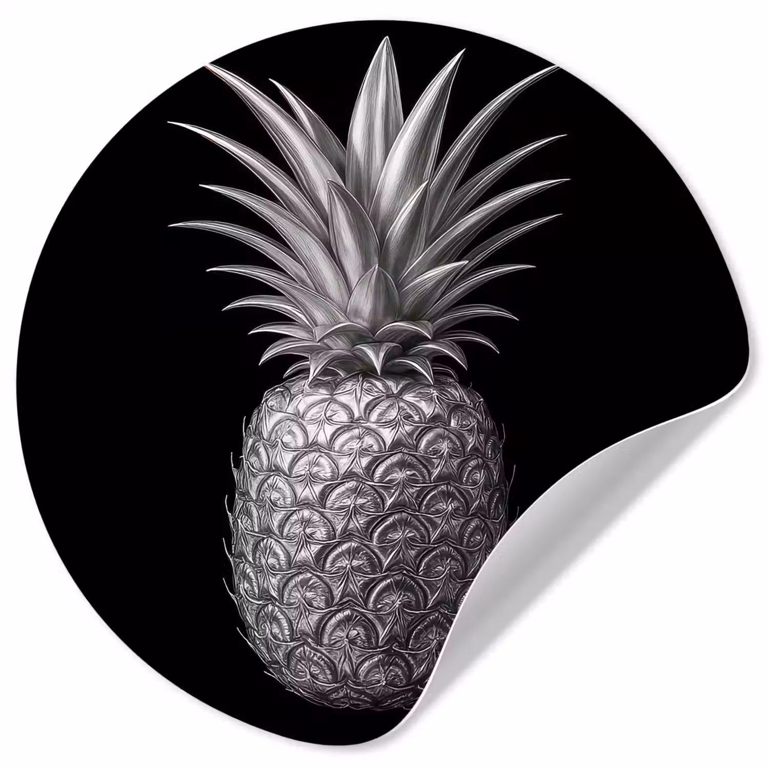 Ananas - Gedetailleerd - Bladeren Wandcirkel behangsticker klein -3d