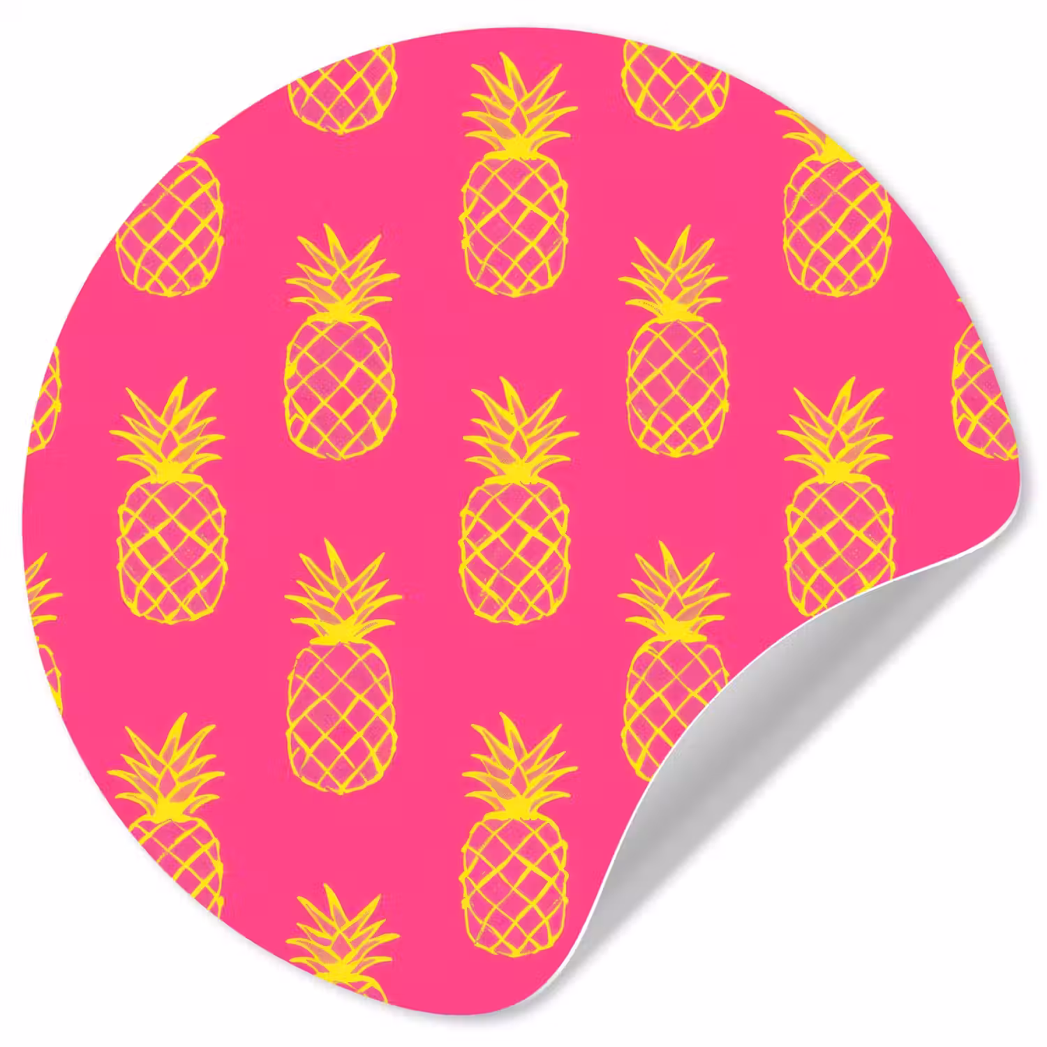 Ananas - Trendy - Roze Wandcirkel behangsticker klein 186 -3d