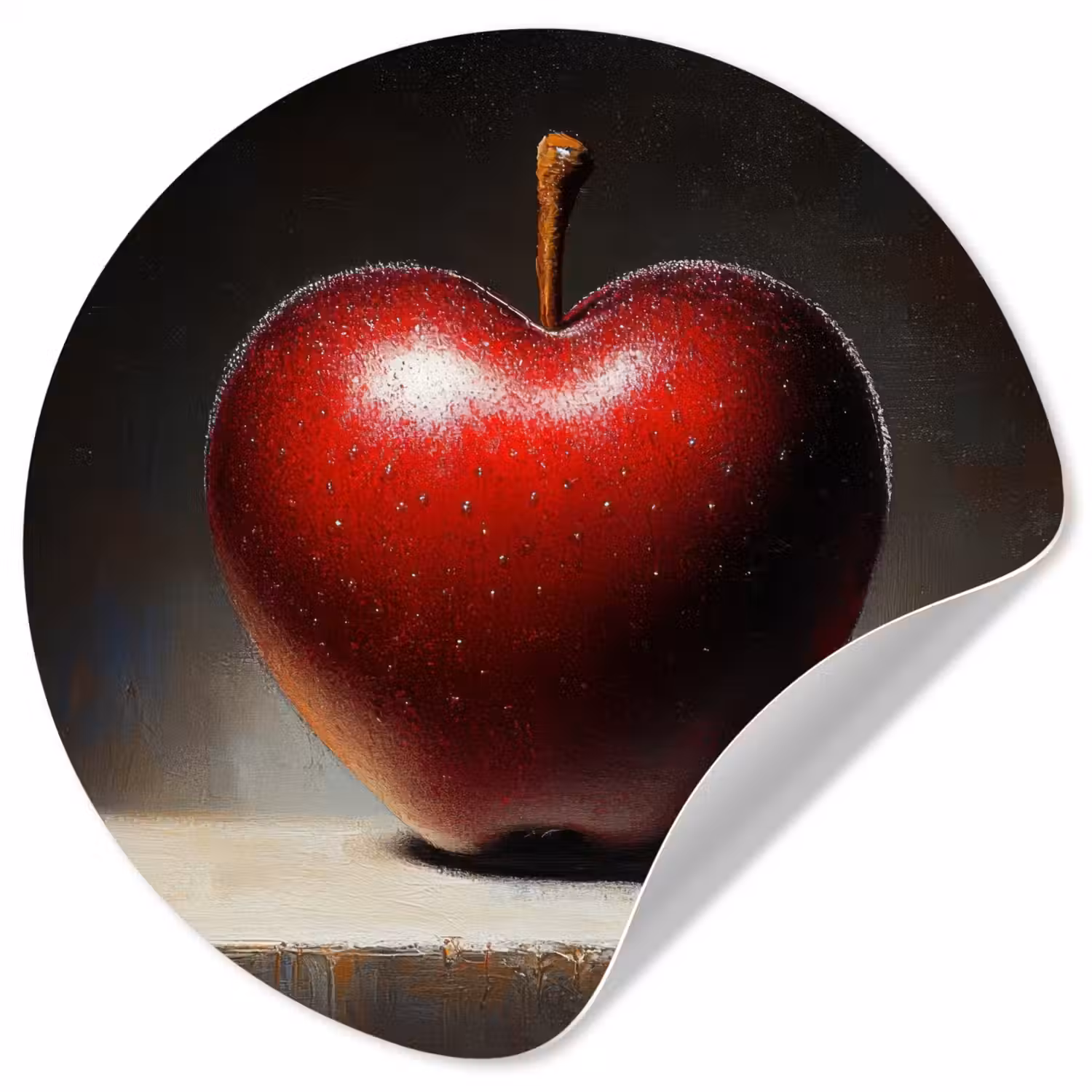 Apple - Hart - Rood Wandcirkel behangsticker klein -3d
