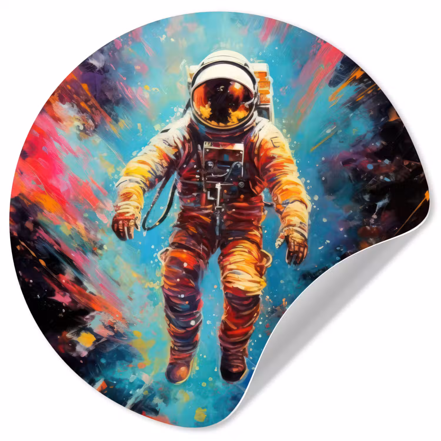 Astronaut - Graffiti - Ruimte - Neon Wandcirkel behangsticker klein -3d