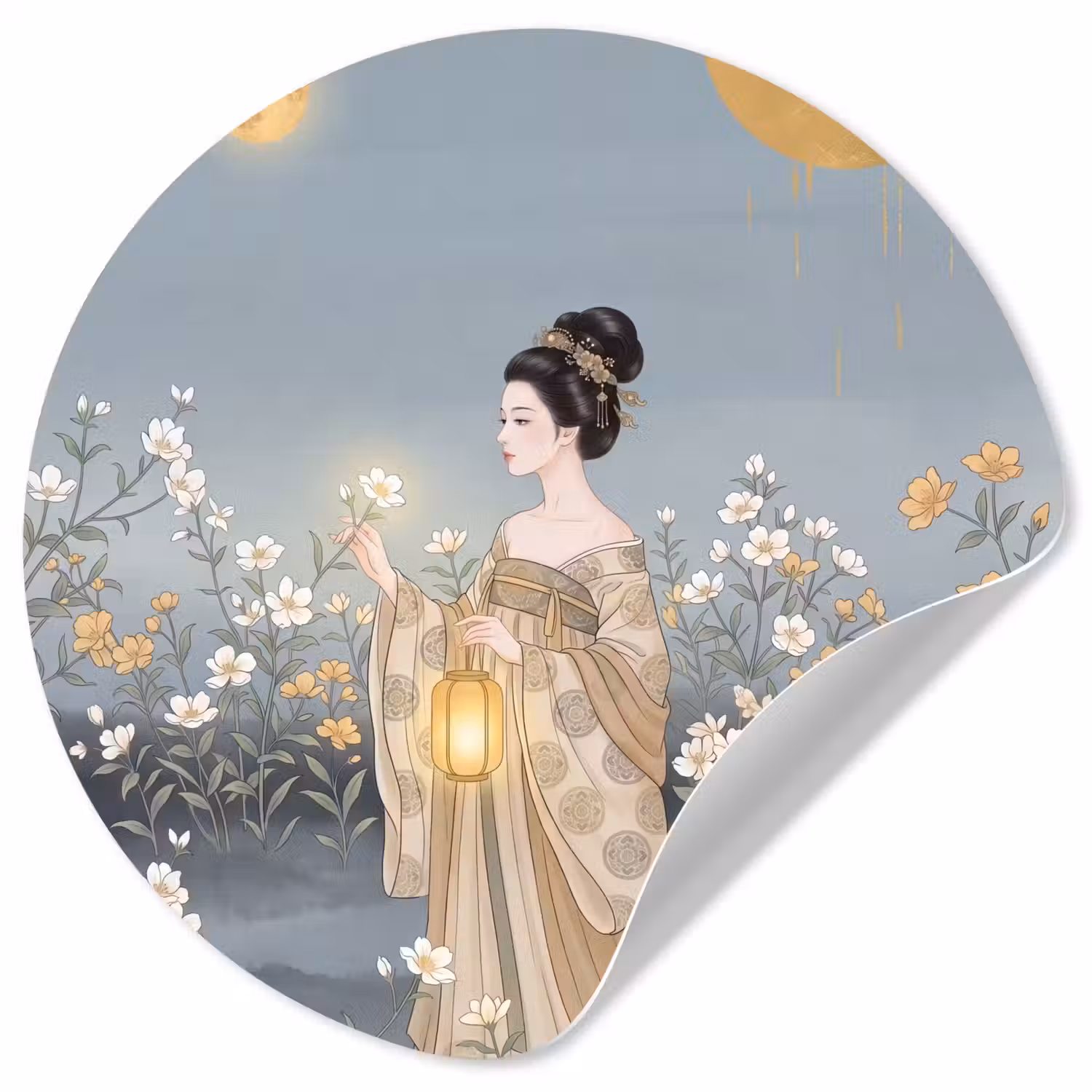 Aziatisch - Vrouw - Kimono Wandcirkel behangsticker klein -3d