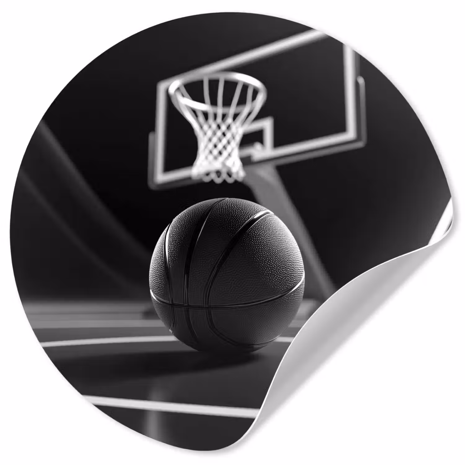 Basketbal - Basketbalveld - Lichtlijnen Wandcirkel behangsticker klein -3d