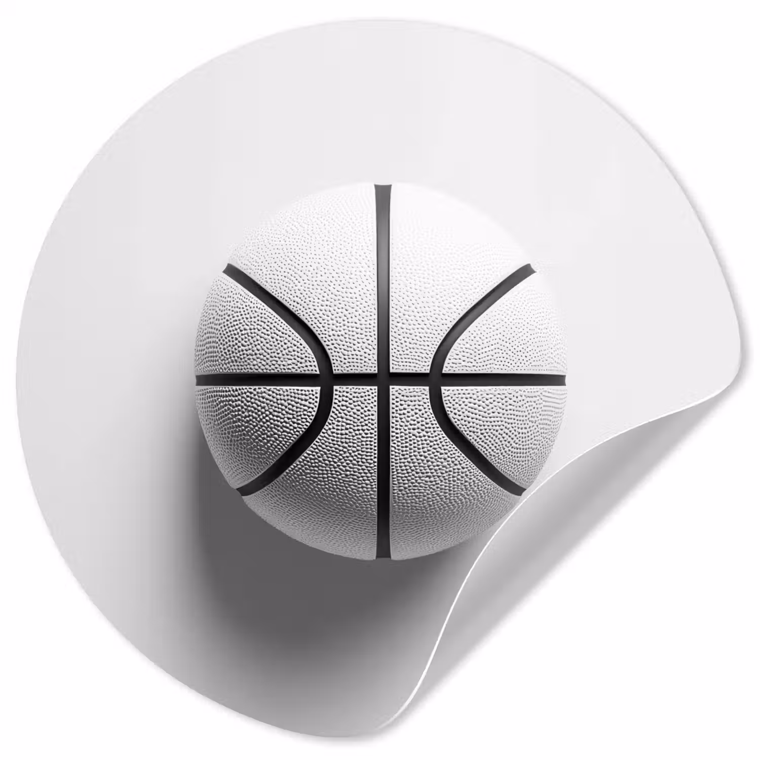 Basketbal - Wit - Schaduw - Lijnen Wandcirkel behangsticker klein -3d