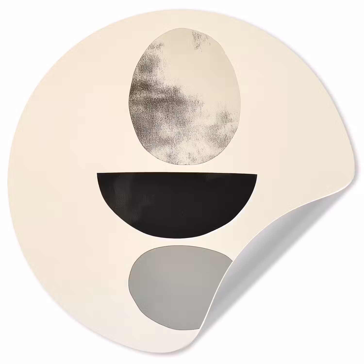 Beige - Japandi - Wabi sabi Wandcirkel behangsticker klein -3d