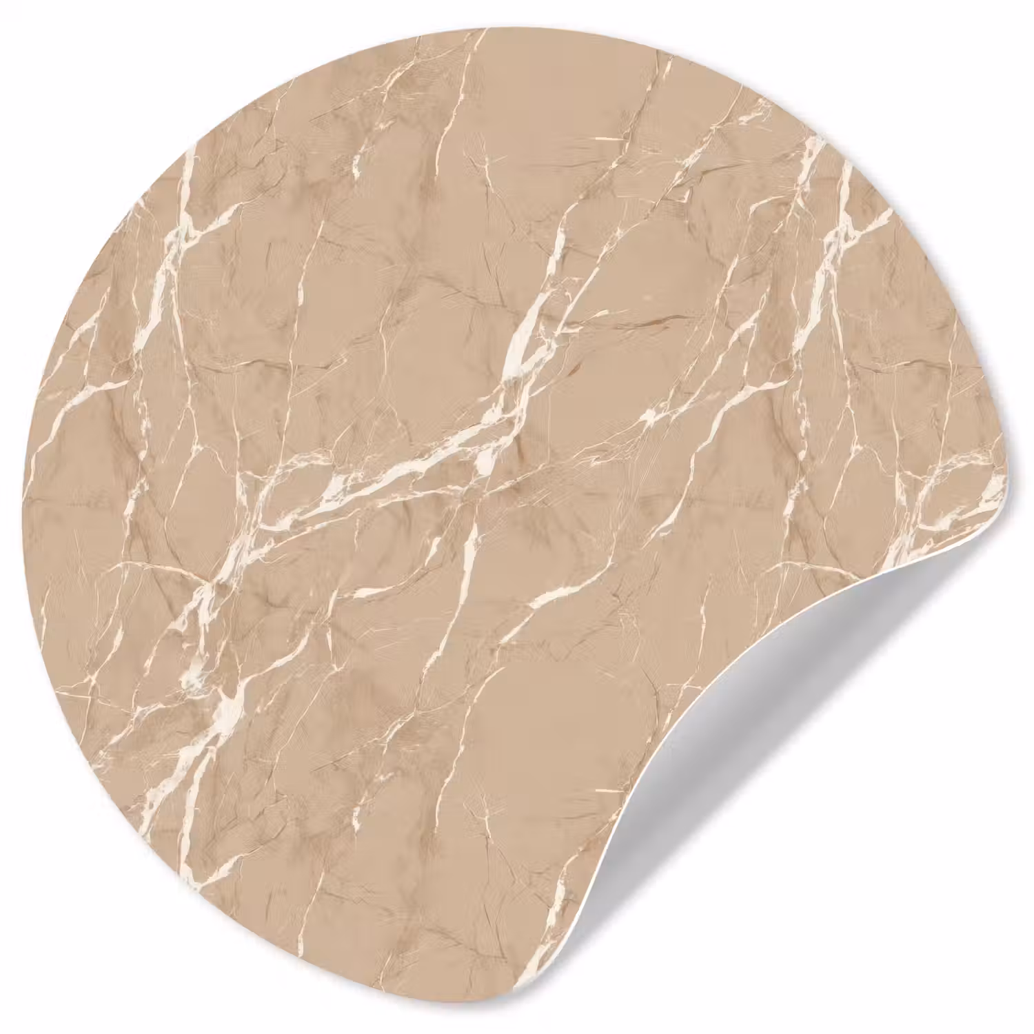 Beige - Marmer - Organisch - Wit Wandcirkel behangsticker klein 186 -3d