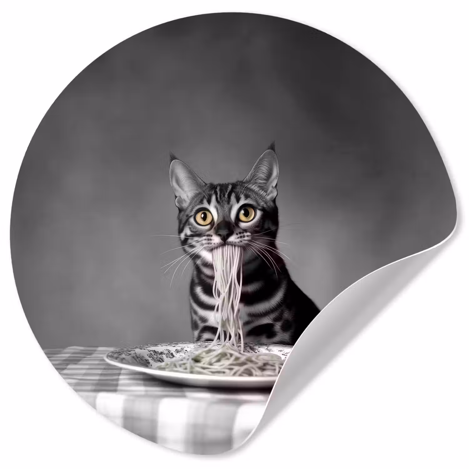 Bengaal - Kat - Tafelkleed - Zwart - Wit - Dier Wandcirkel behangsticker klein -3d