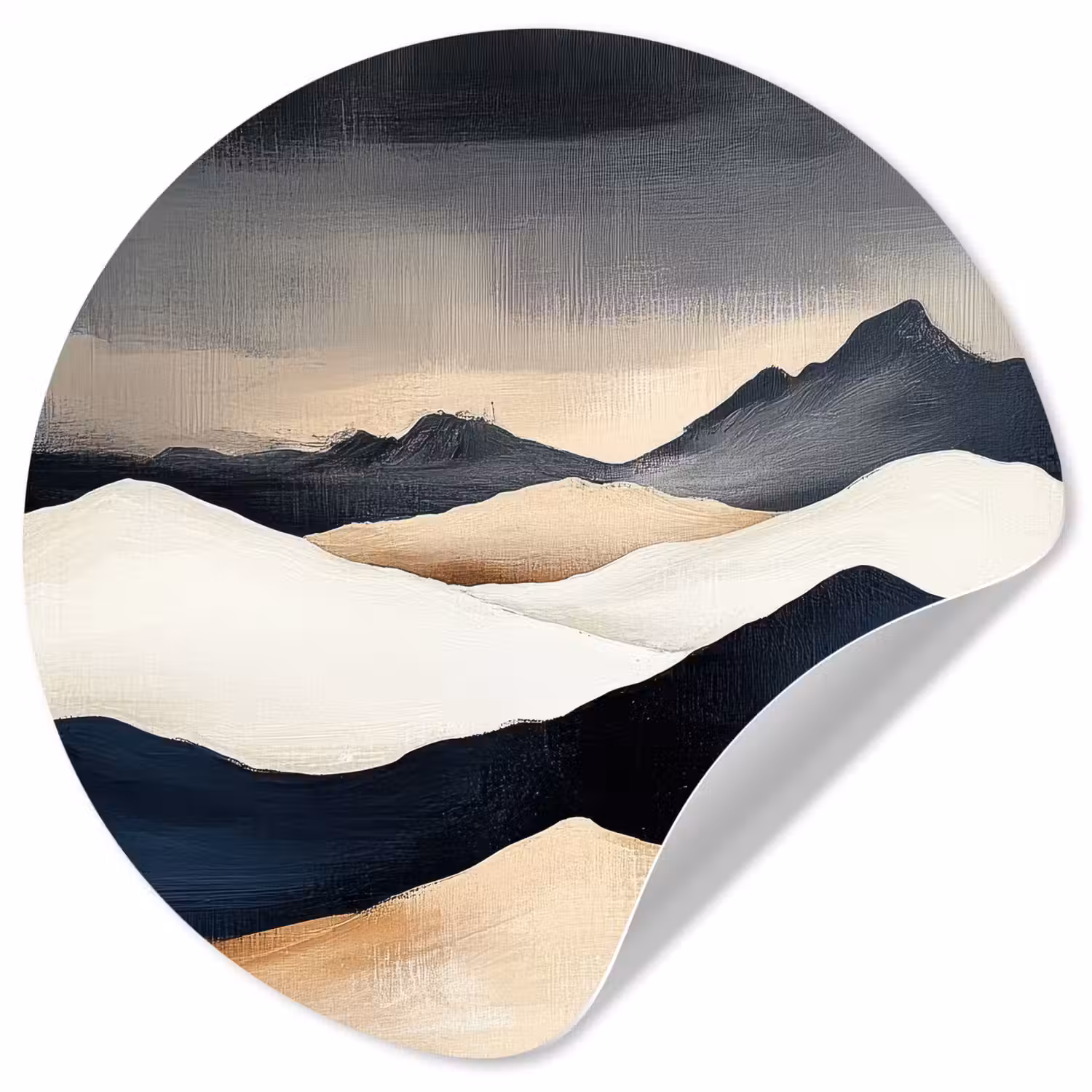 Bergen - Donkerblauw - Landschap Wandcirkel behangsticker klein -3d