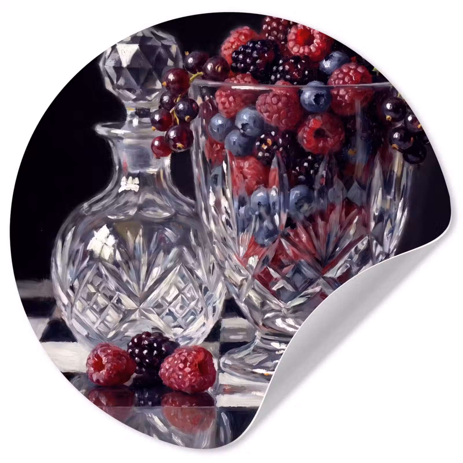 Behangcirkel - Bessen - Kristal - Stilleven - Bessen - Kristal - Stilleven Wandcirkel behangsticker klein