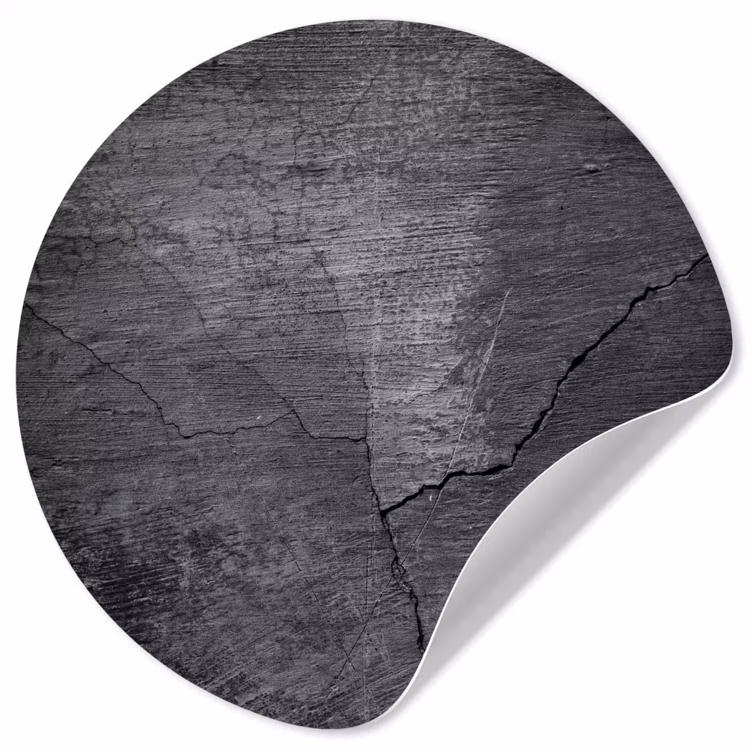 Beton - Zwart - Scheur Wandcirkel behangsticker klein -3d