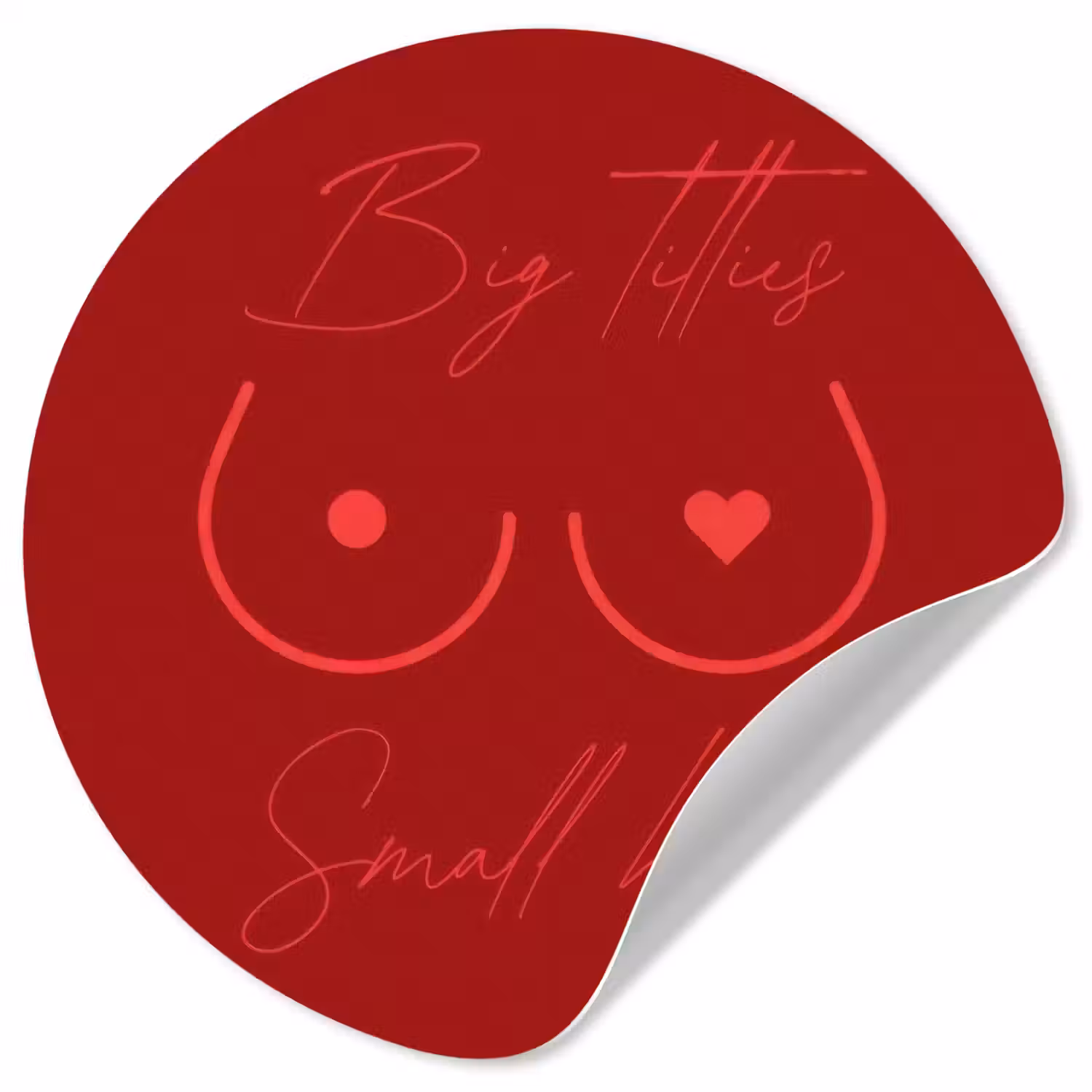 Big titties small heart - Rood - Hart Wandcirkel behangsticker klein -3d