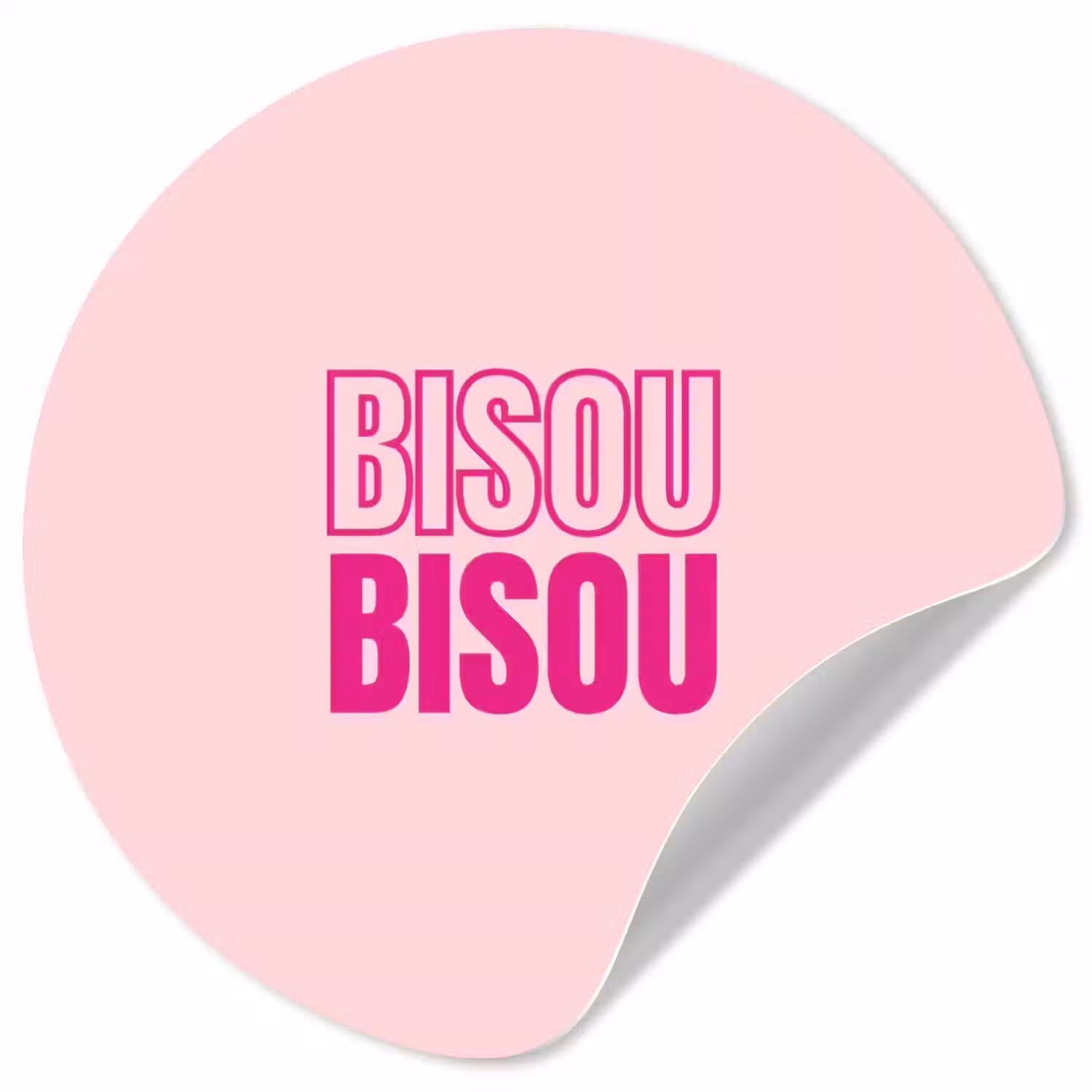 Bisou - Roze - Minimalistisch Wandcirkel behangsticker klein -3d