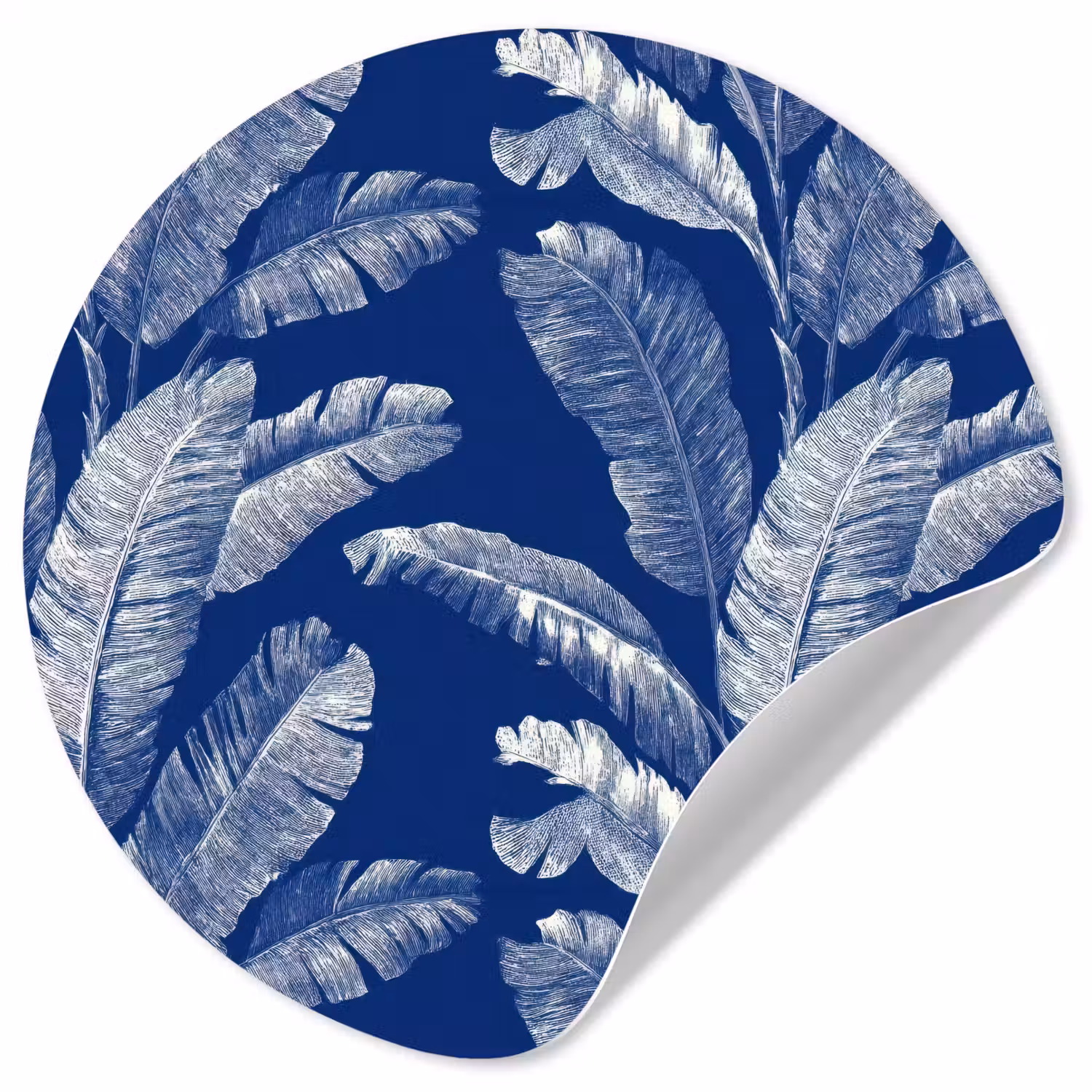 Blad - Palm - Blauw Wandcirkel behangsticker klein 186 -3d