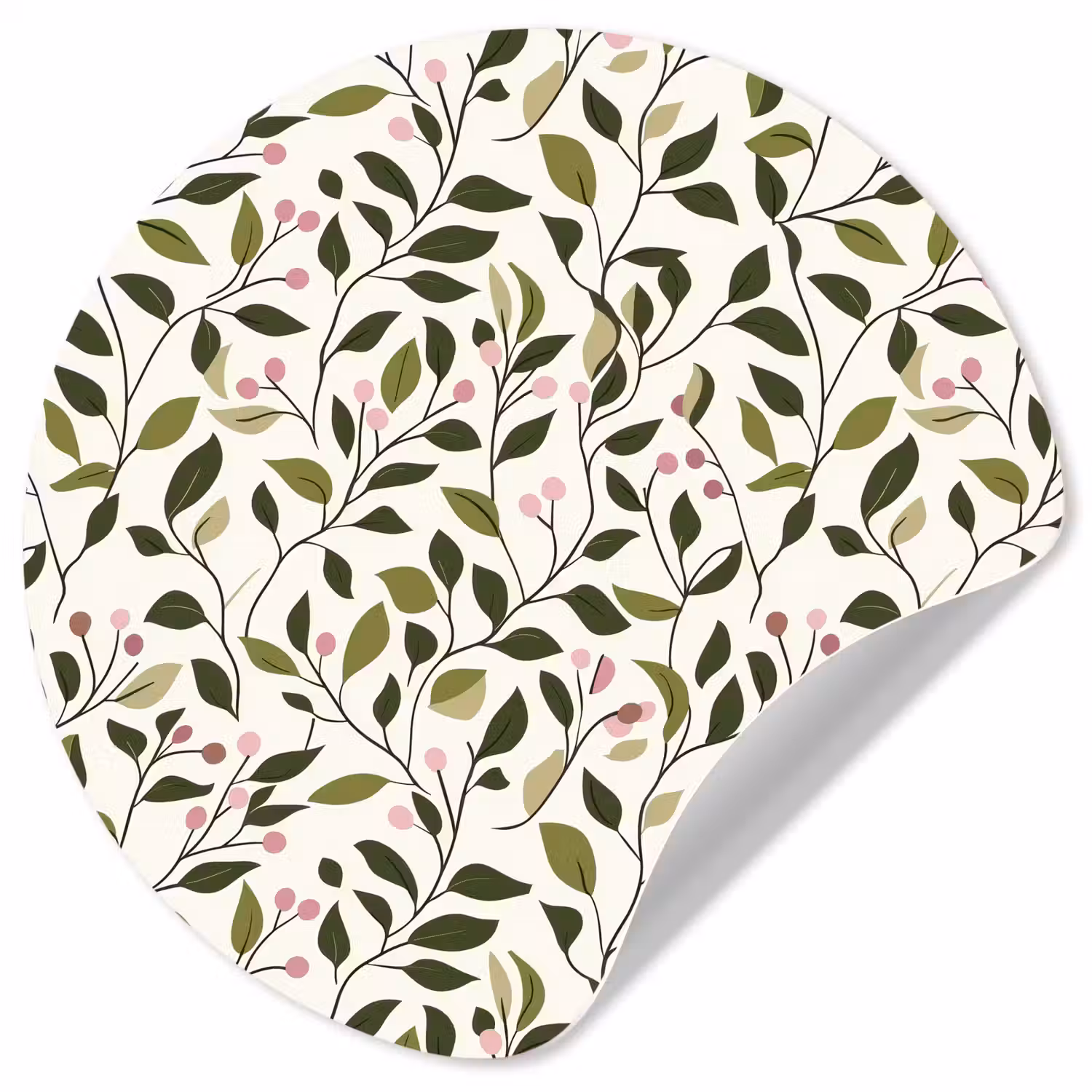 Bladeren - Bessen - Roze Wandcirkel behangsticker klein 186 -3d