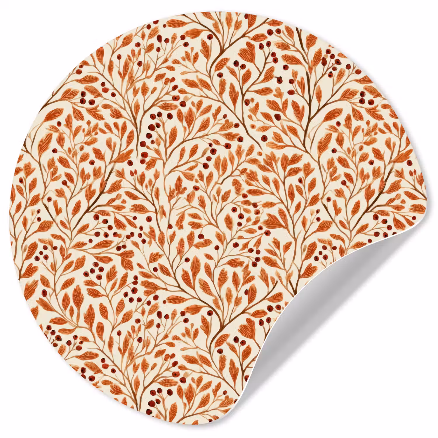 Bladeren - Botanisch - Terracotta Wandcirkel behangsticker klein 186 -3d