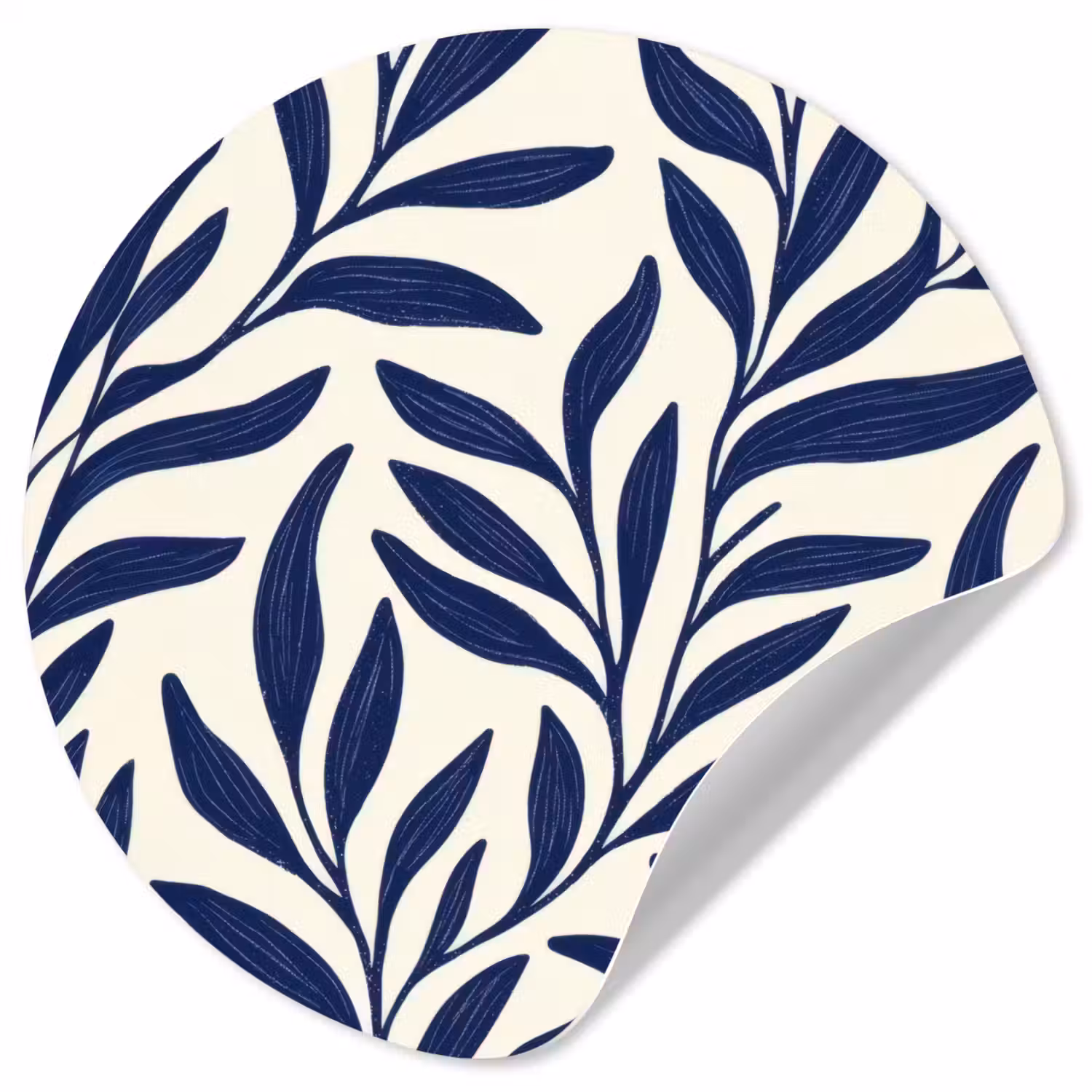 Bladeren - Klimop - Donkerblauw Wandcirkel behangsticker klein -3d