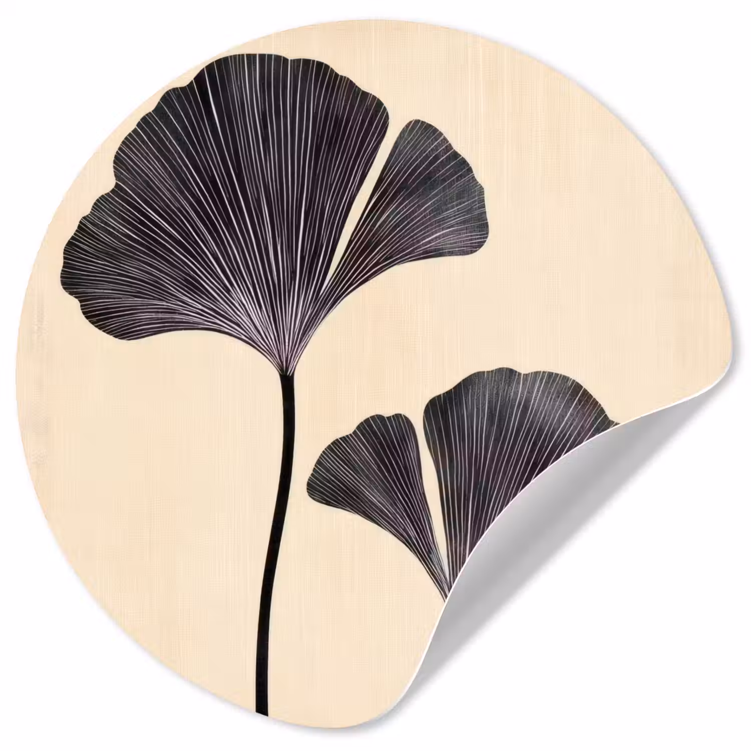 Bladeren - Minimalistisch - Zwart Wandcirkel behangsticker klein -3d