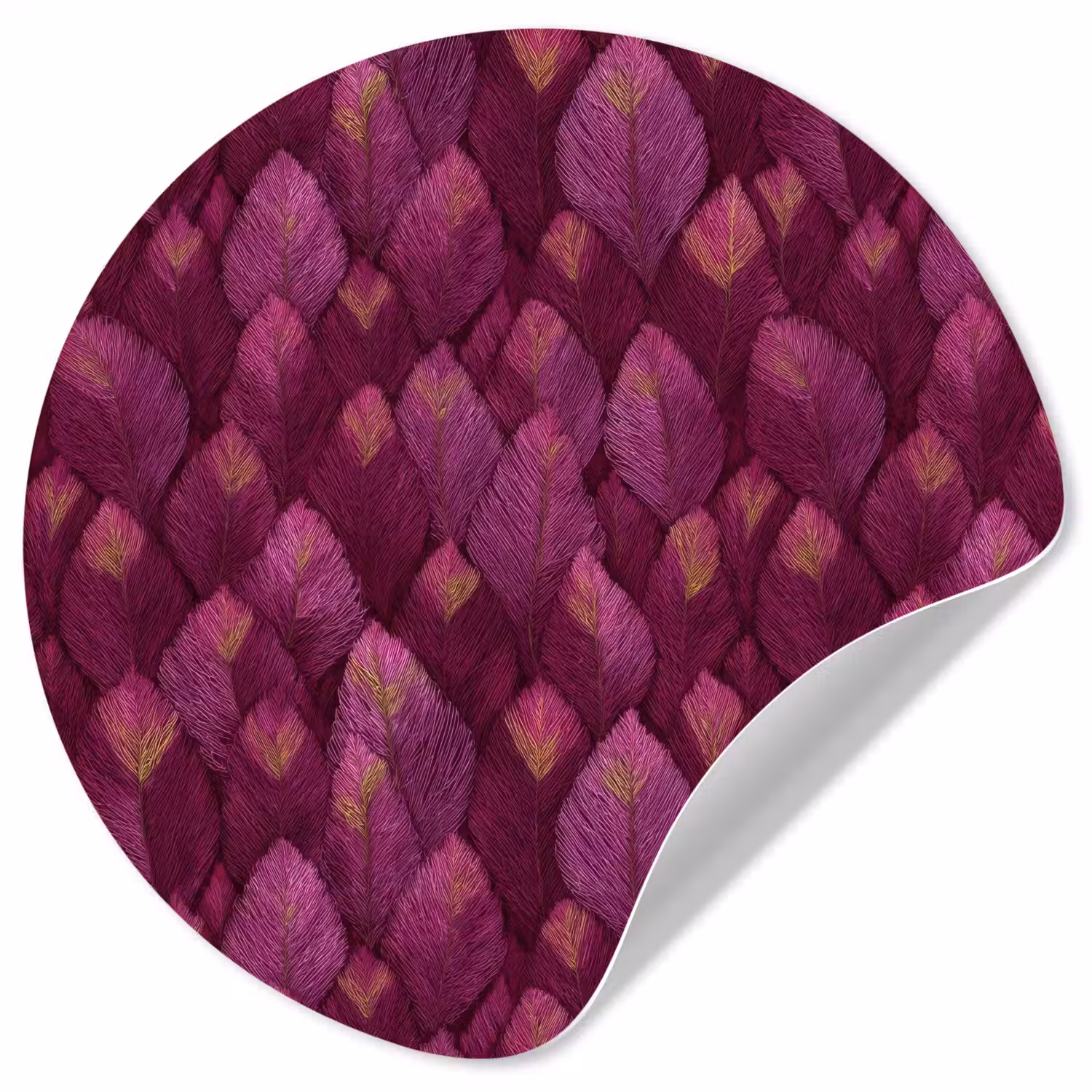 Bladeren - Patroon - Burgundy Wandcirkel behangsticker klein 186 -3d
