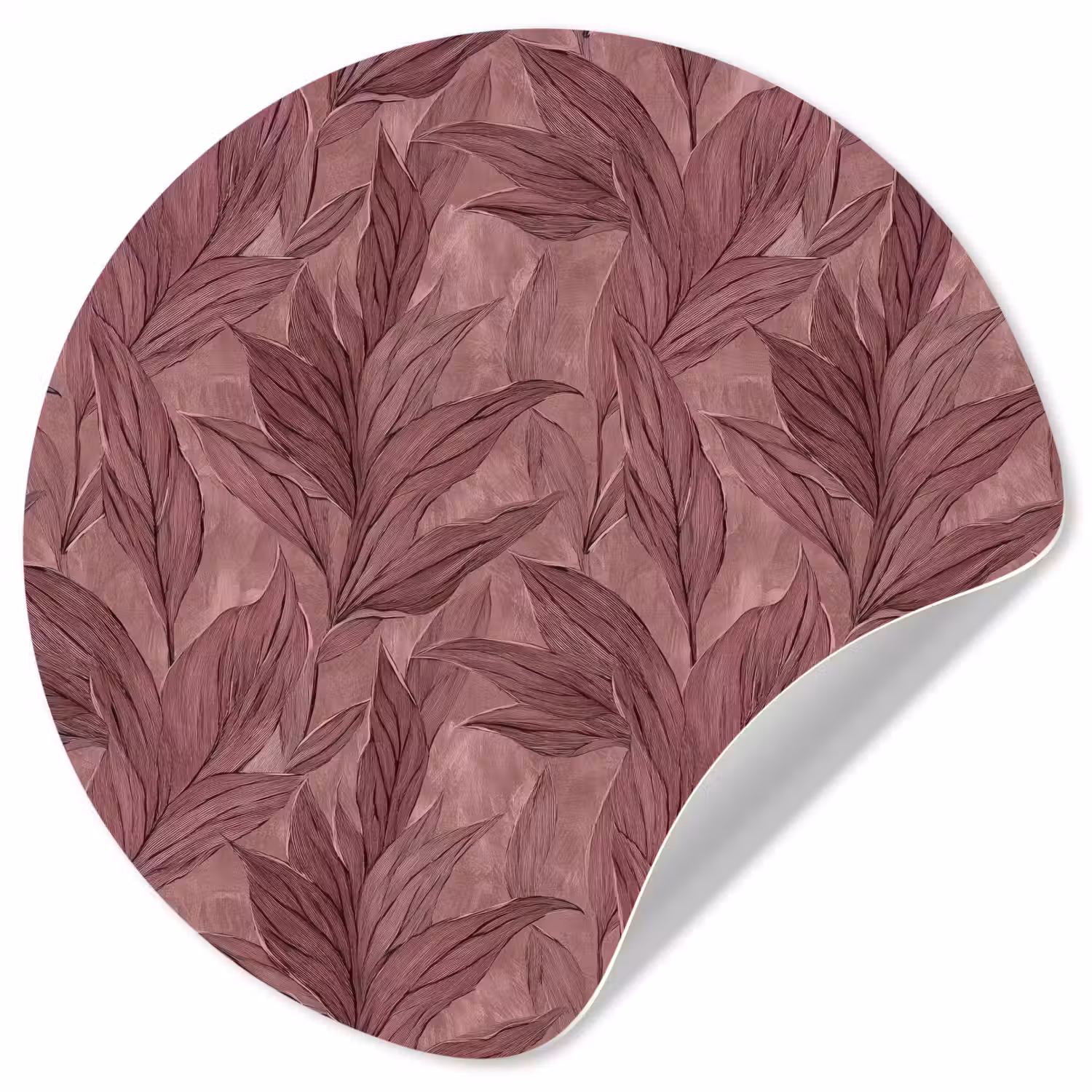 Bladeren - Patroon - Paars Wandcirkel behangsticker klein 186 -3d
