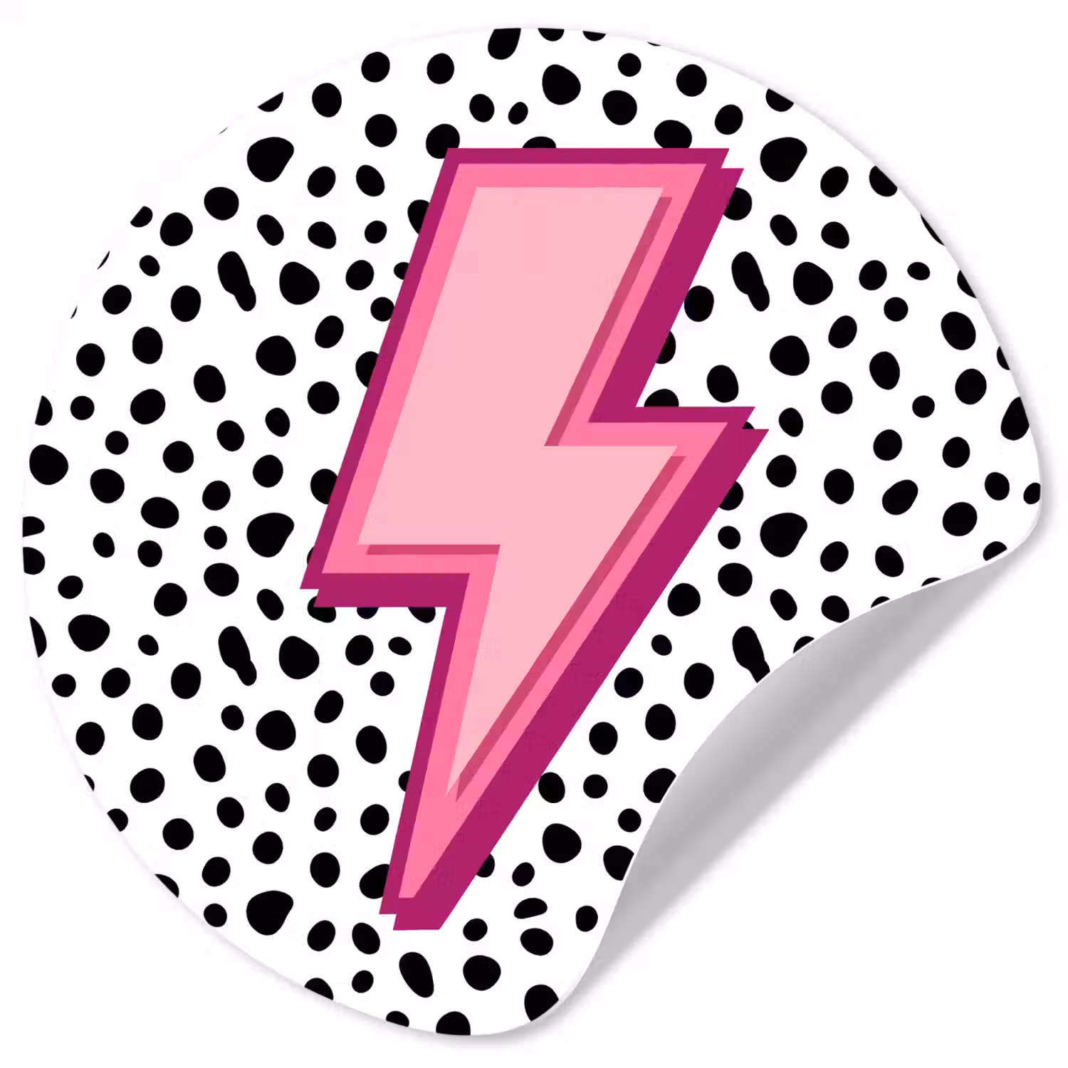 Bliksem - Roze - Stippen Wandcirkel behangsticker klein -3d