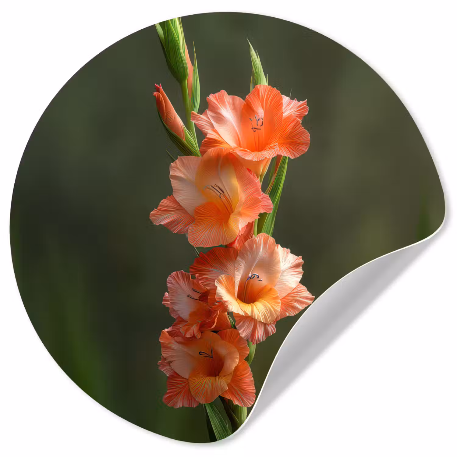 Bloem - Gladiolen - Zalmroze Wandcirkel behangsticker klein -3d
