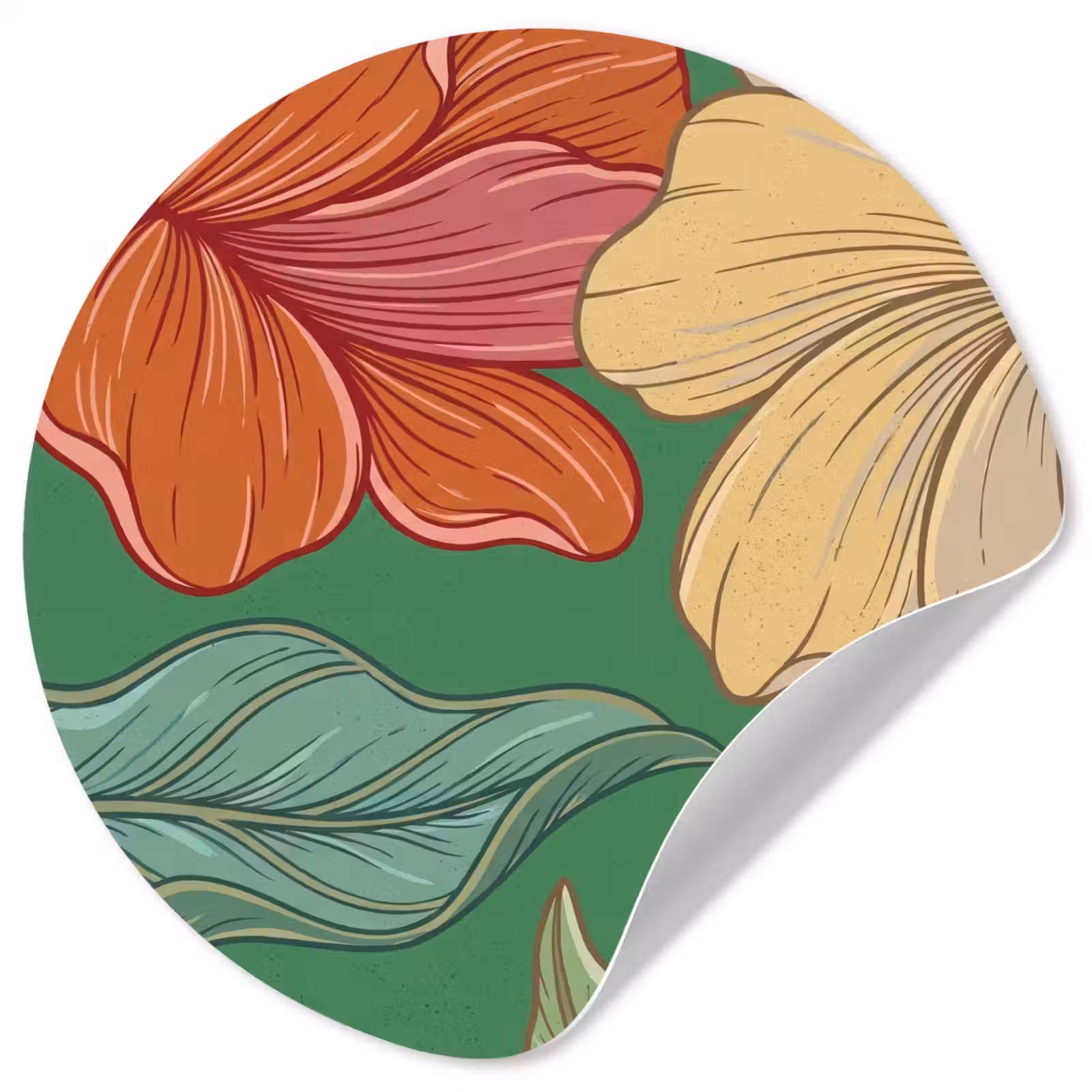 Behangcirkel - Bloemen - Groen - Illustratie - Bloemen - Groen - Illustratie Wandcirkel behangsticker klein