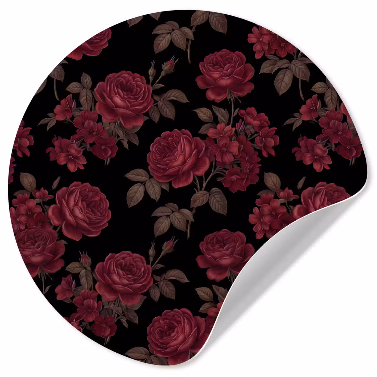 Bloemen - Roos - Patroon - Klassiek - Rood Wandcirkel behangsticker klein -3d