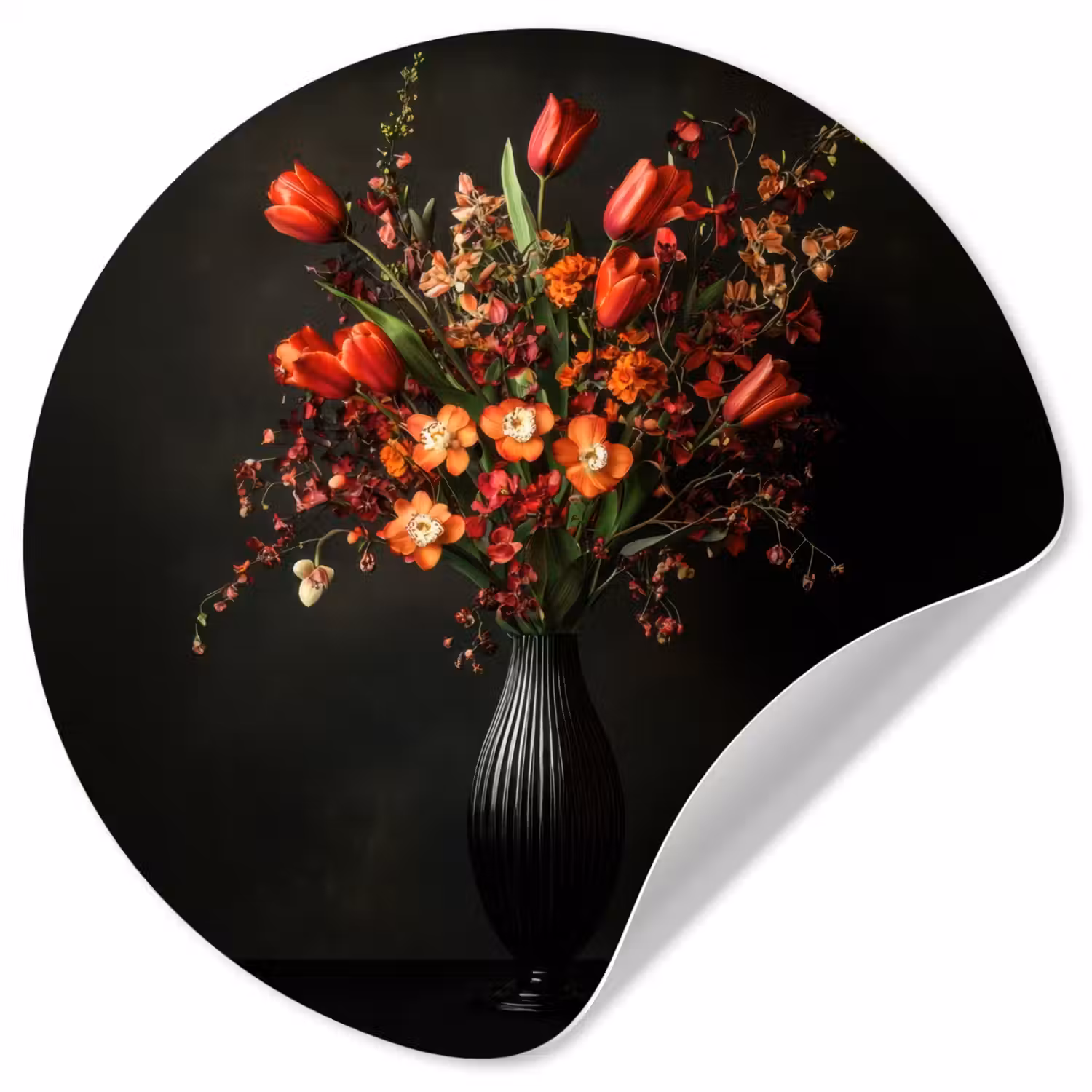 Bloemen - Takken - Boeket Wandcirkel behangsticker klein -3d