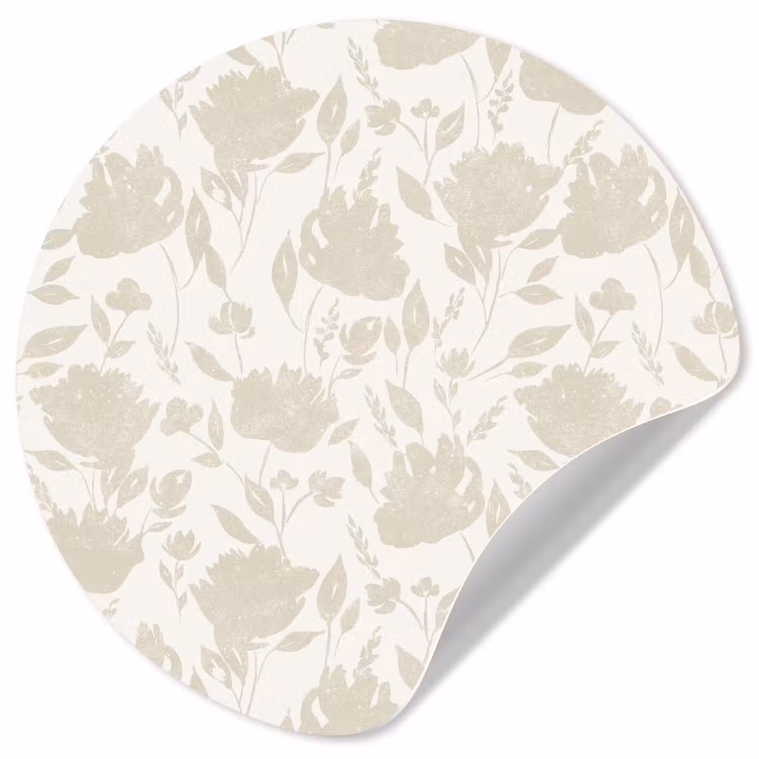 Bloemenpatroon - Silhouet - Wit Wandcirkel behangsticker klein 186 -3d