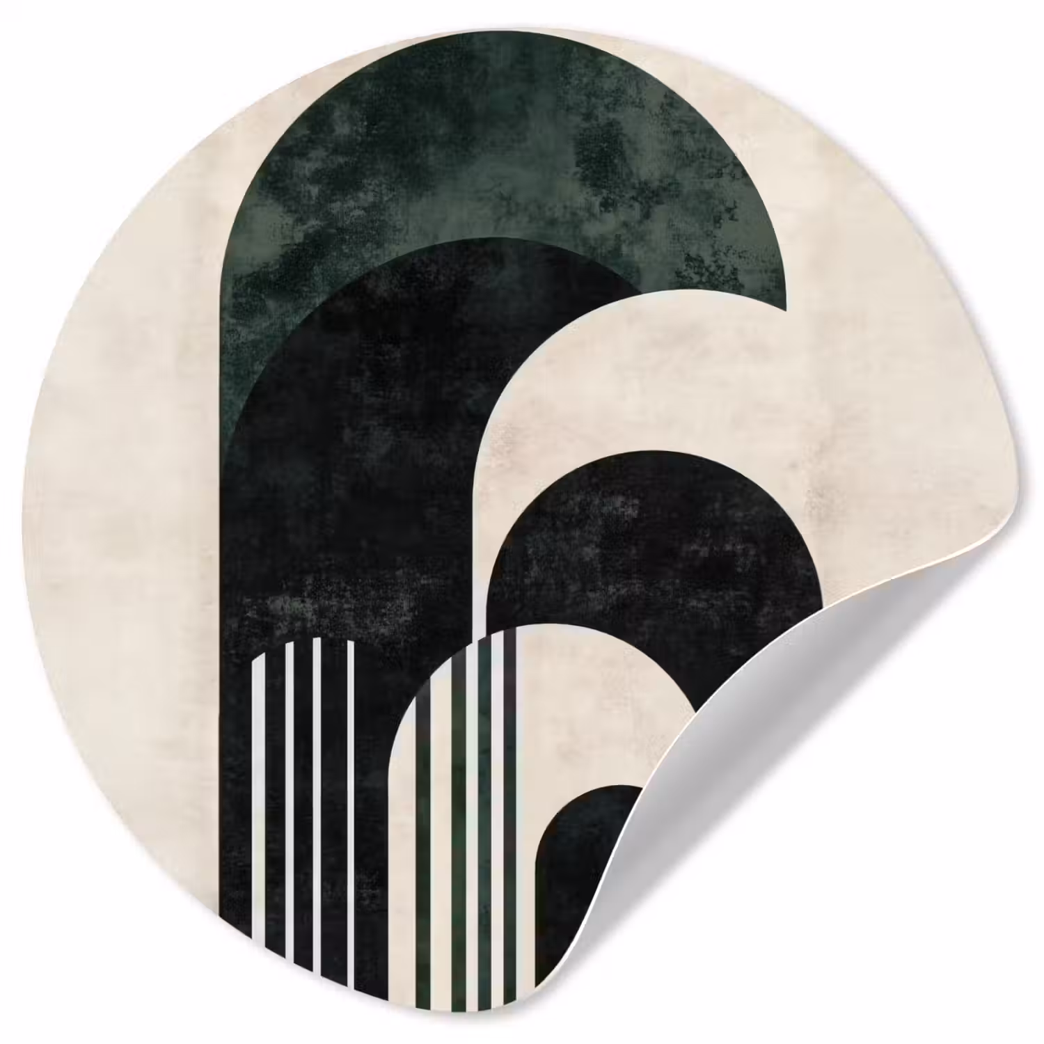Bogen - Donkergroen - Lijnen Wandcirkel behangsticker klein -3d