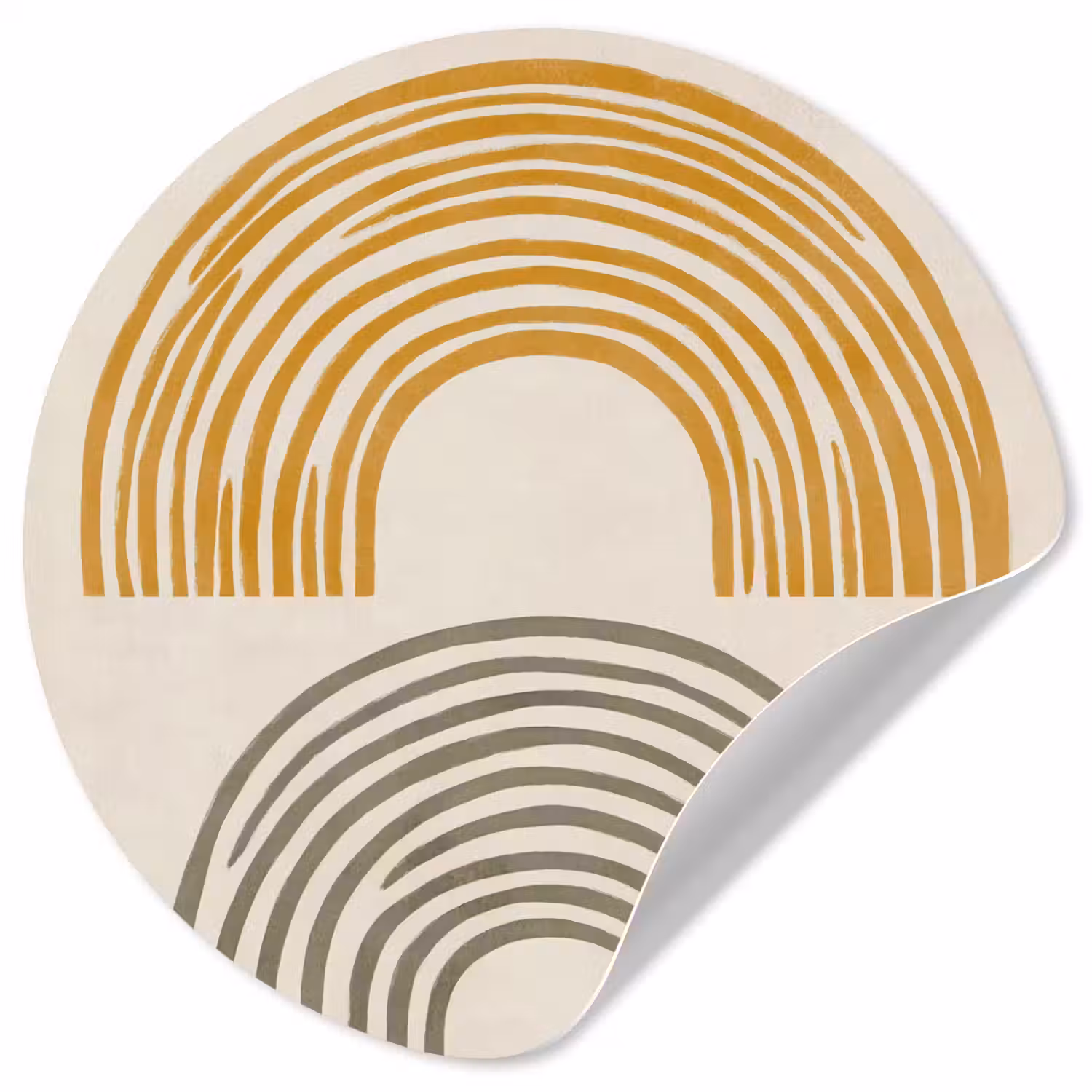 Bogen - Lijnen - Oranje - Minimalistisch Wandcirkel behangsticker klein -3d