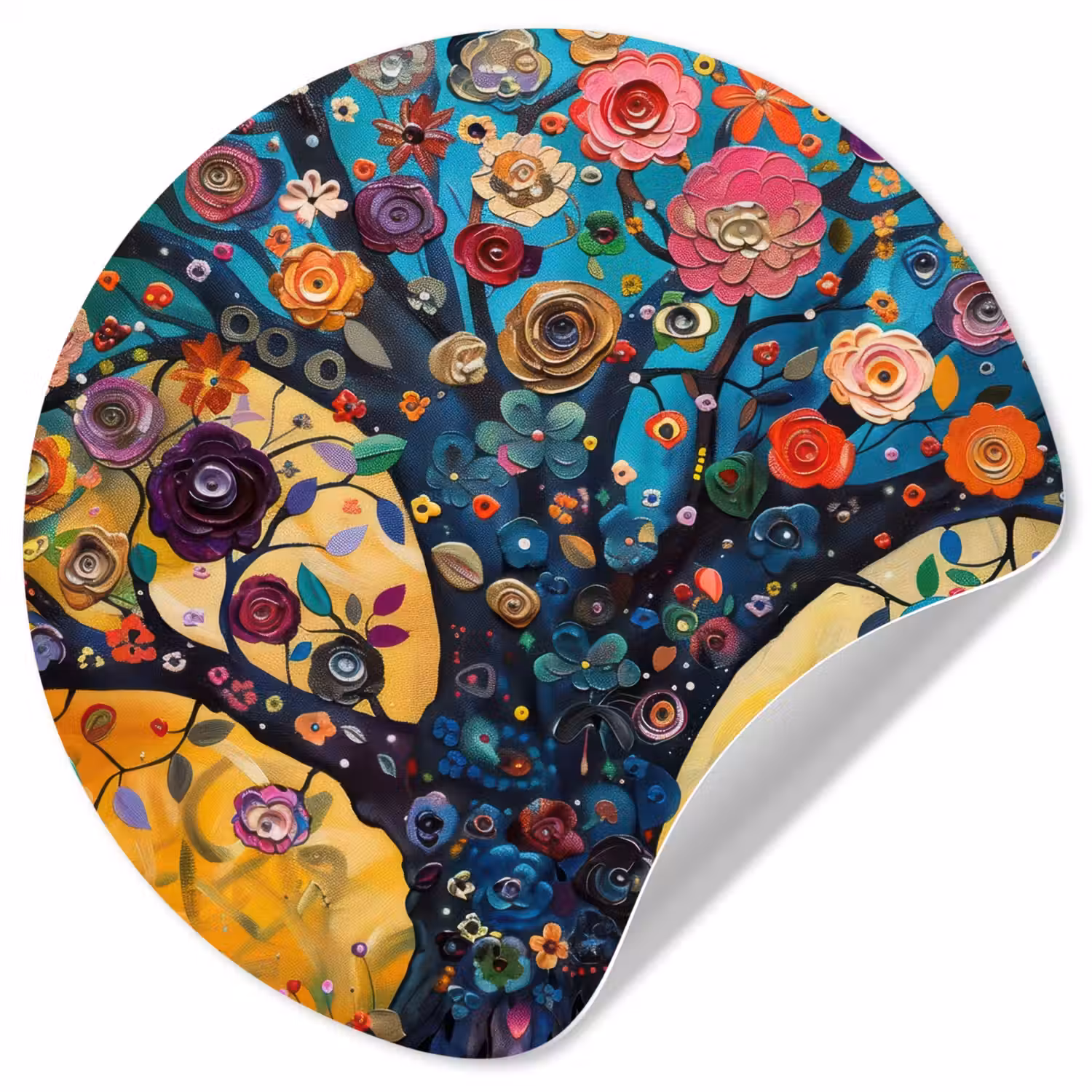 Boom - Levensboom - Kleurrijk - Bloemen - Modern Wandcirkel behangsticker klein -3d